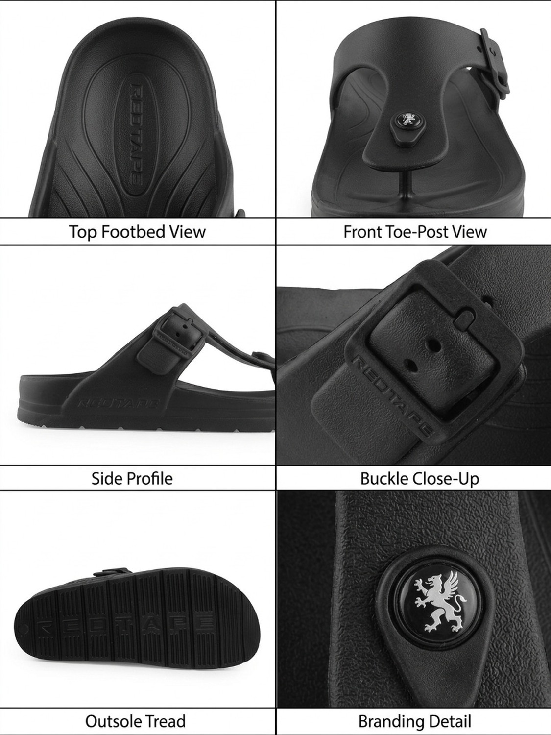 Image of RED TAPE Men Slides (Black , 11)