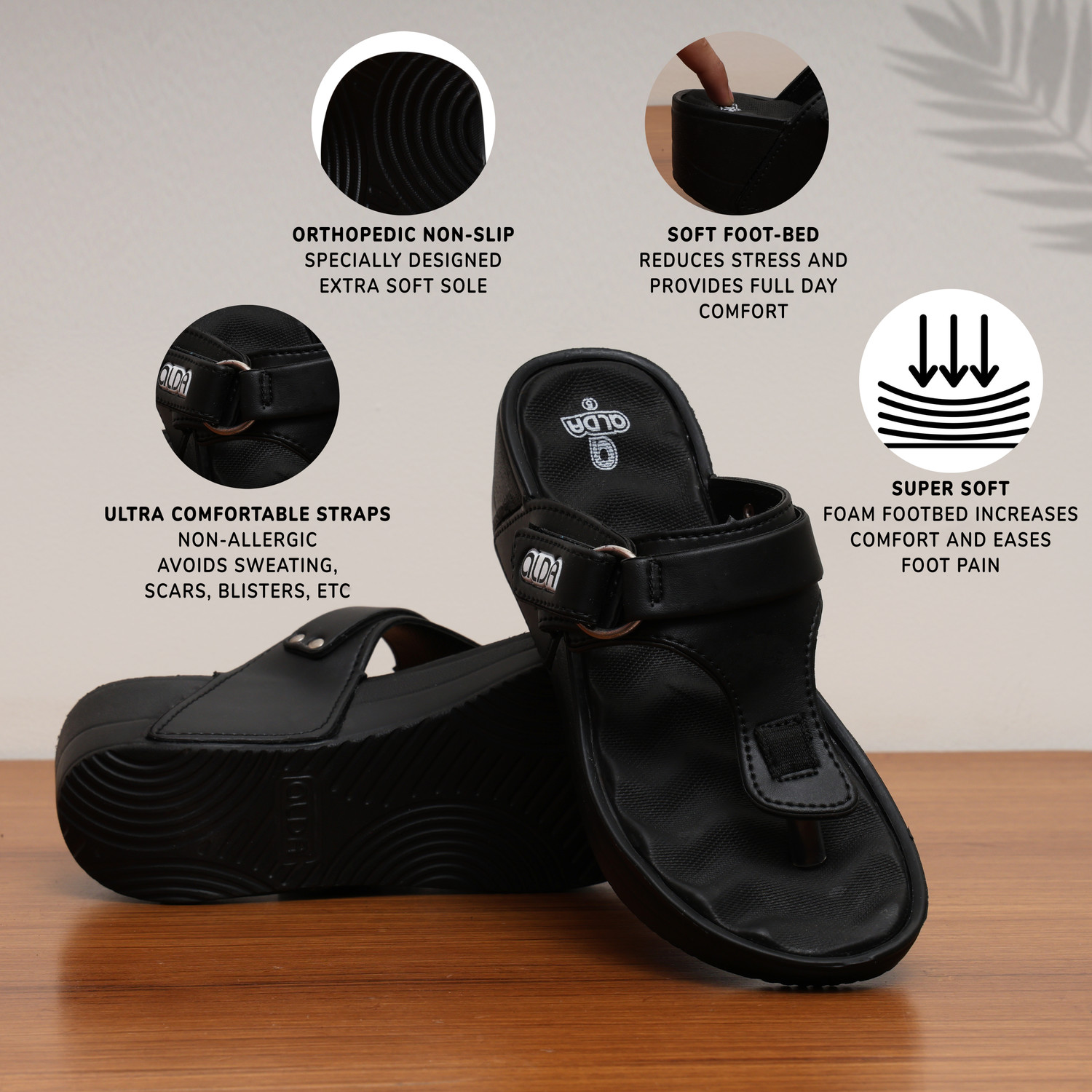 Image of corgan Women Slippers (Black , 4)