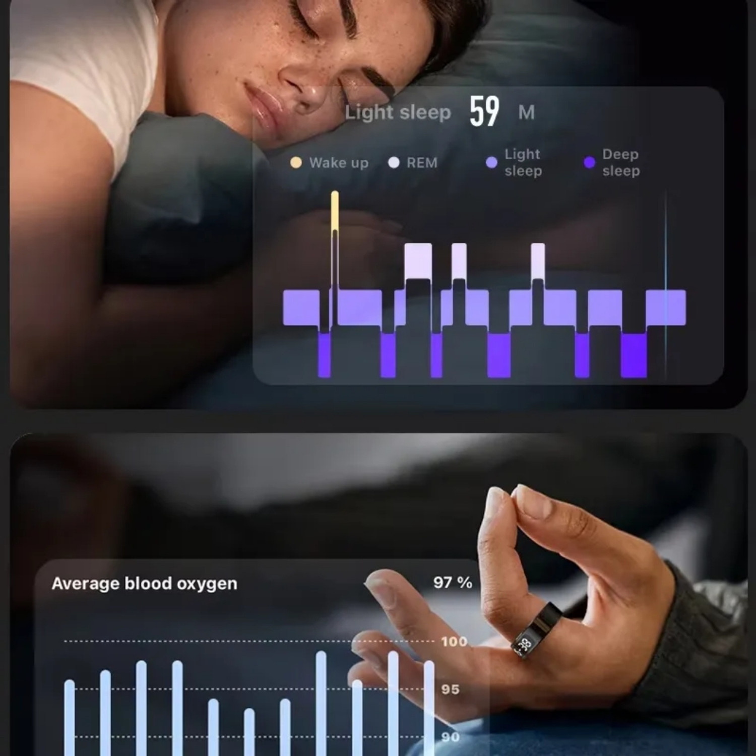 Image of Ierenk ierenk Smart Ring - Sleep, Heart Rate & SpO2 Tracker (Black, Unisex) Smart Ring (10, Black)