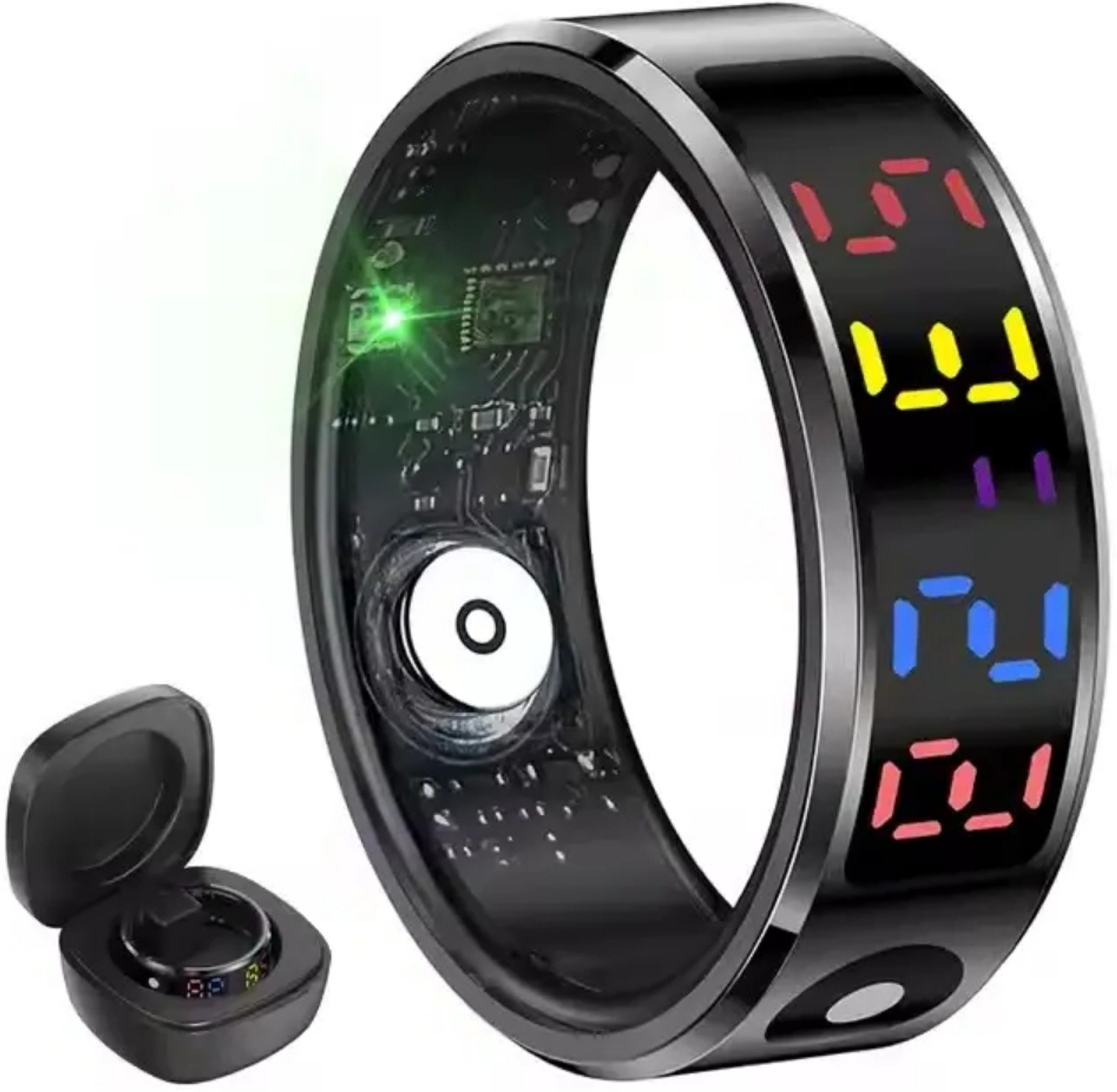 Image of Ierenk ierenk Smart Ring - Sleep, Heart Rate & SpO2 Tracker (Black, Unisex) Smart Ring (10, Black)