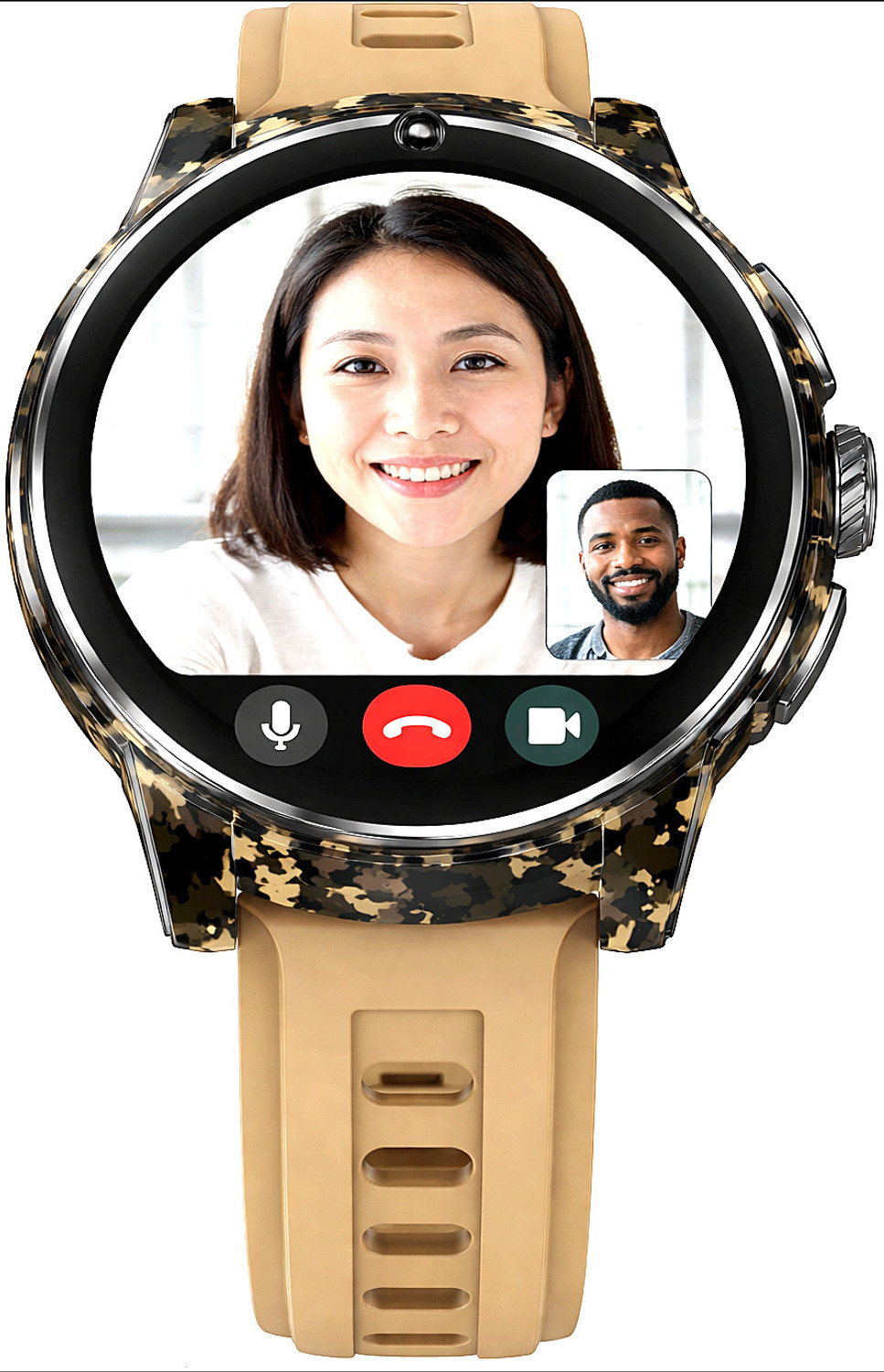 Image of YUIOP 5G Android Smart Watch WiFi Facebook WhatsApp GPS App Support Smartwatch (Dessert Brown Strap, Free Size)