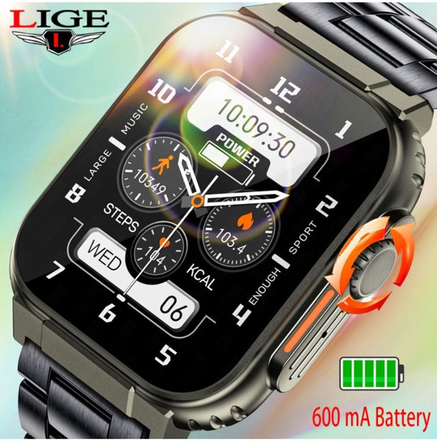 Image of Onikuma T800 BT watch 2in Big Screen Sunlight Proof Display Music Play Insta WA Notifier Smartwatch (BLACK Strap, FREESIZE)