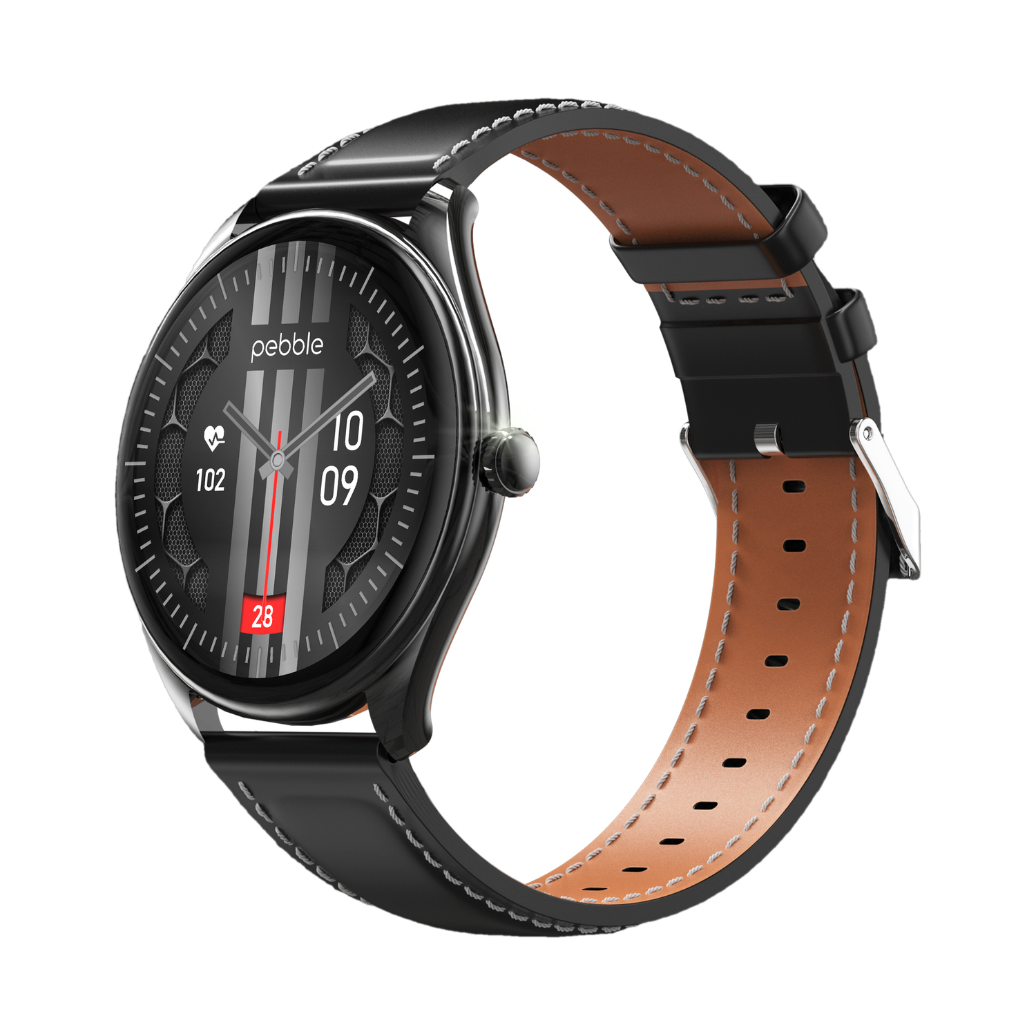 Image of Pebble Nomad 1.85 inch HD Display, BT Calling, Health Suite, AI Voice Assistant Smartwatch (JET BLACK Strap, Free Size)