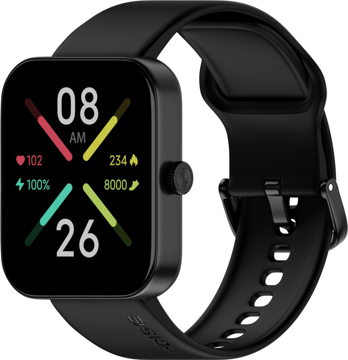 Noise ColorFit Caliber 2 with 1.83'' Display, Upto 12 Day Battery, 60 Sports Mode Smartwatch (Black Strap, Regular) - Image 1