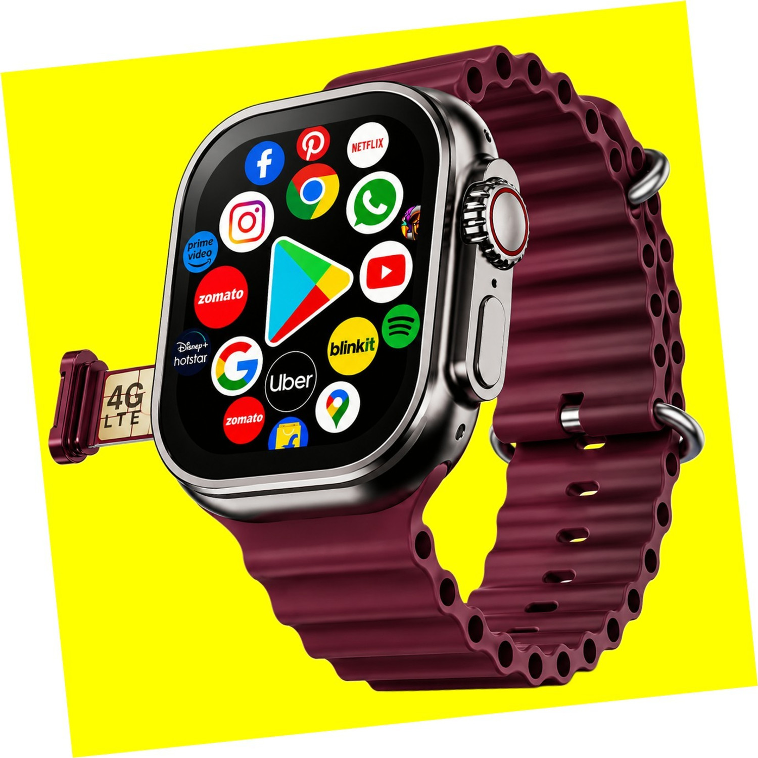 SAIRAM COMPUTER Premium 5G Smartwatch with Bluetooth Calling, 5G SIM Support Professional Design Smartwatch (Vintage Wine Strap, Free Size) - Image 1