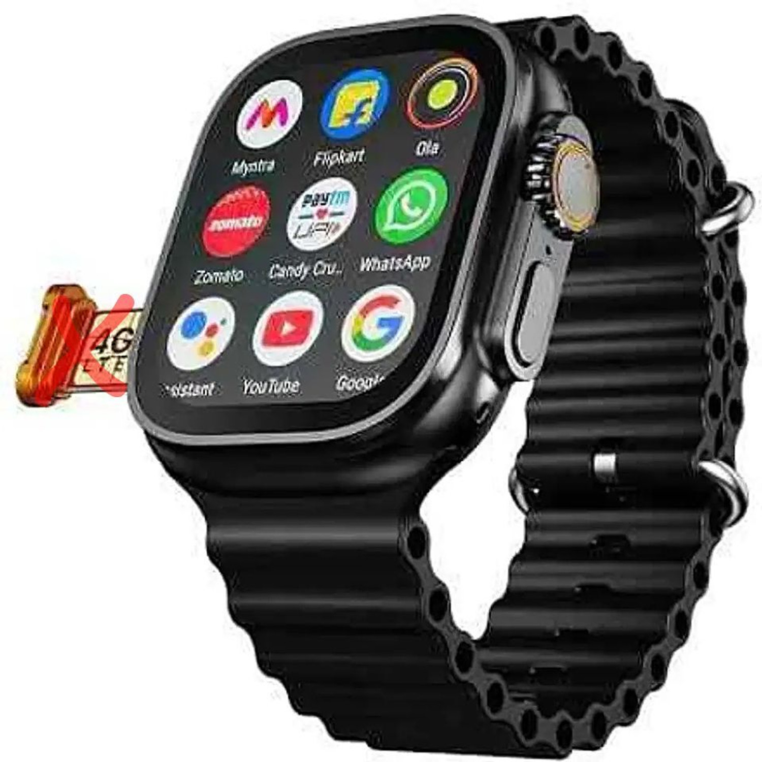 Image of TECHIO T800 Smart Watch Ultra V-Pro 742 Alpha Smart Watch Smartwatch (Orange Strap, Free Size)