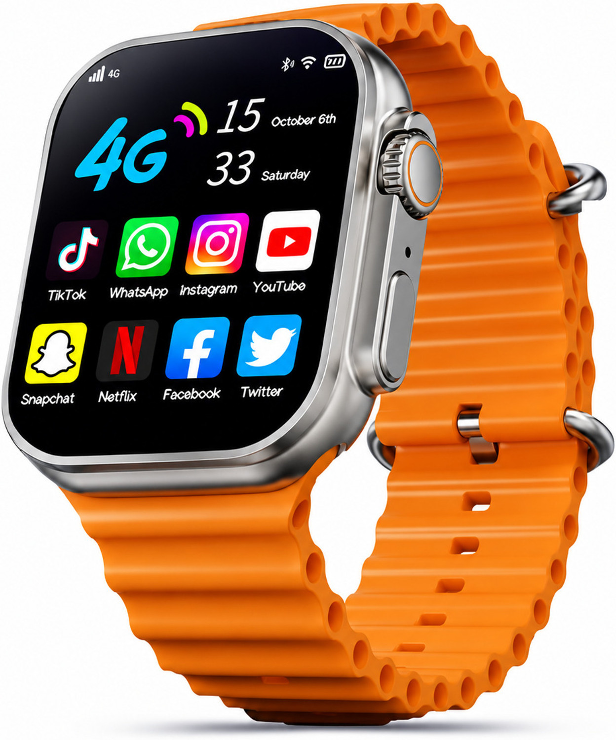 Image of TECHIO T800 Smart Watch Ultra V-Pro 742 Alpha Smart Watch Smartwatch (Orange Strap, Free Size)