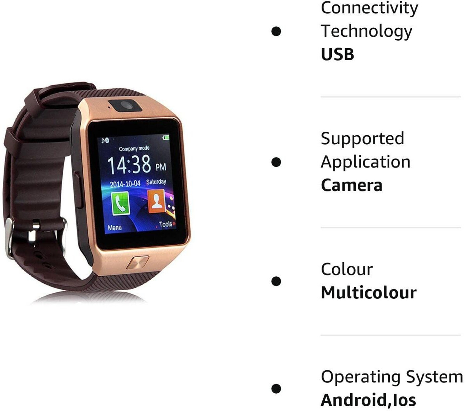 Image of Lastpoint 4G Camera and Sim Card Support watch Smartwatch (Brown Strap, free)