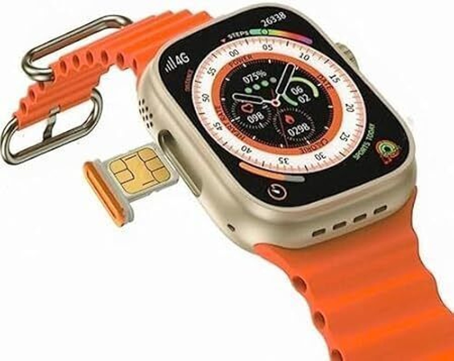 Image of Onikuma T800 ULTRA Smart Watch No sim card Opetion Smartwatch NO sim card Smartwatch (ORANGE Strap, Free Size)