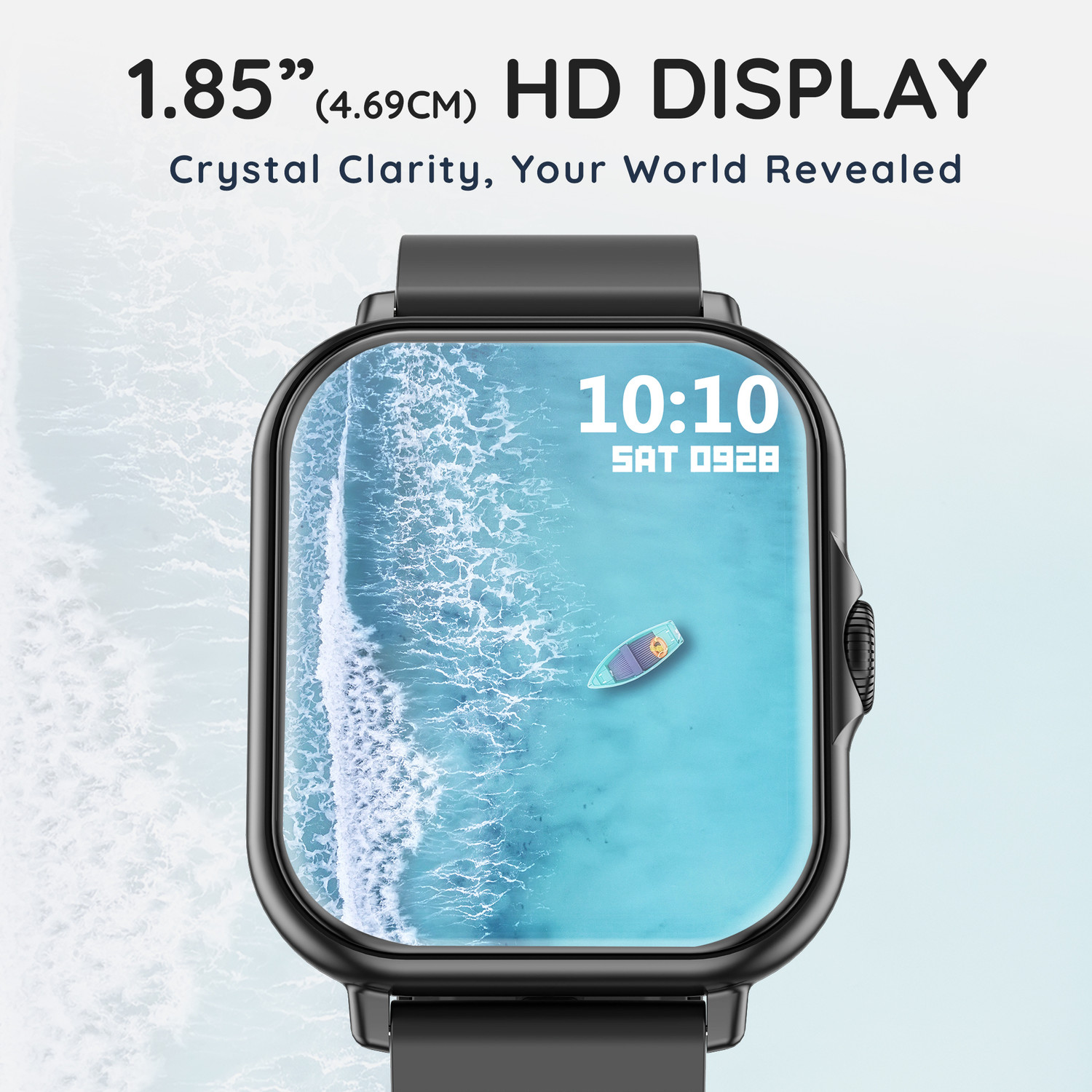 Image of Pebble Nomad 1.85 inch HD Display, BT Calling, Health Suite, AI Voice Assistant Smartwatch (JET BLACK Strap, Free Size)