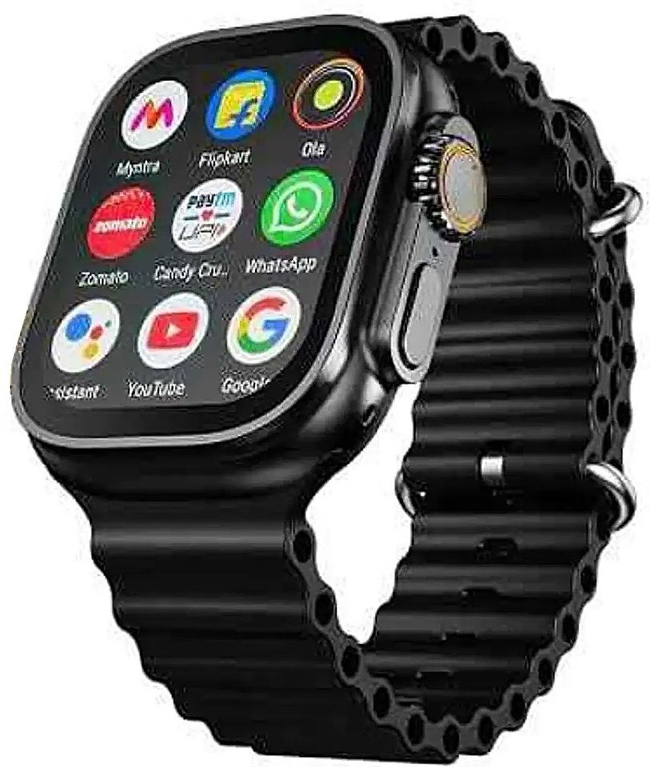 Image of Onikuma T800 BT watch 2in Big Screen Sunlight Proof Display Music Play Insta WA Notifier Smartwatch (BLACK Strap, FREESIZE)