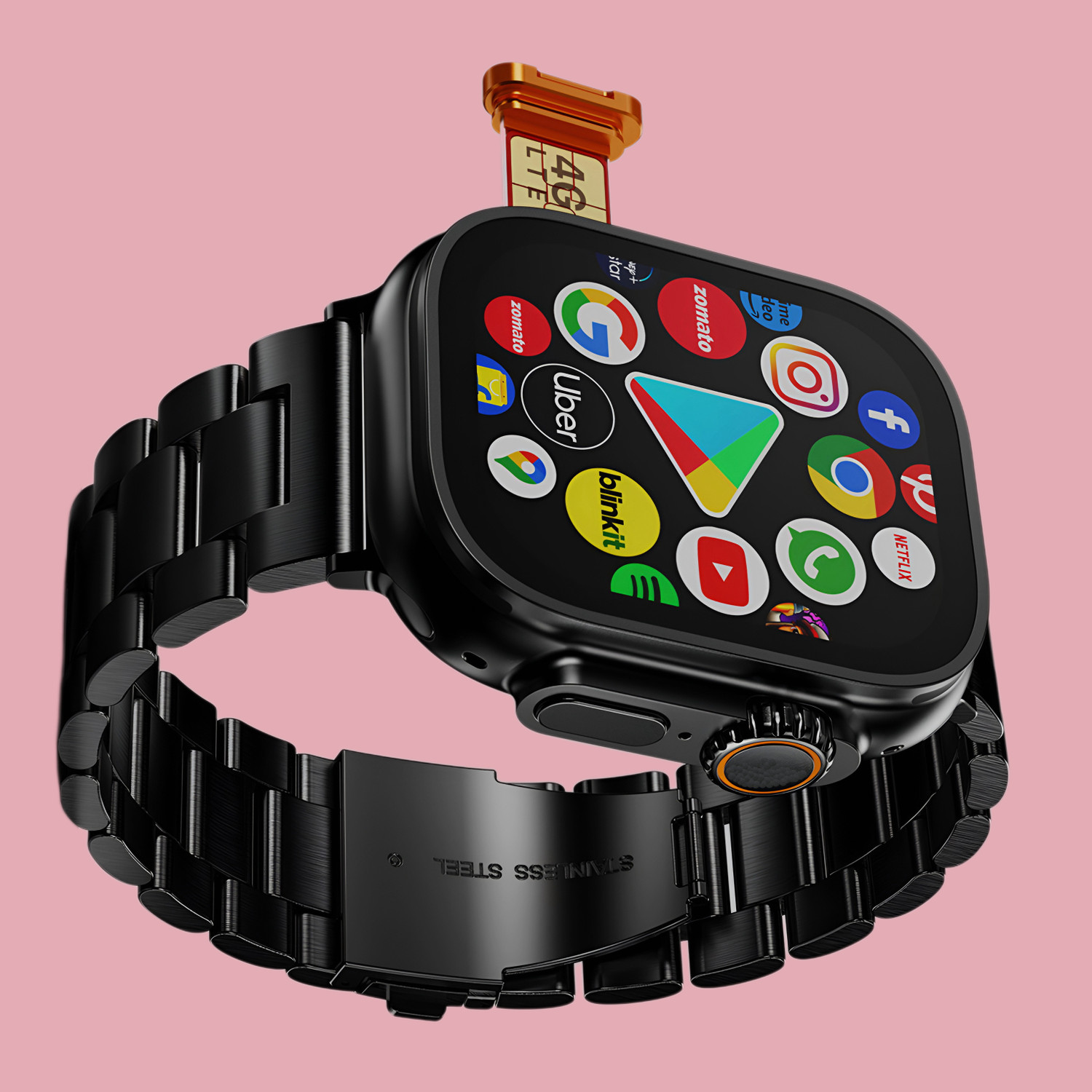 Image of CYXUS 4G Camera and Sim Card Support watch Smartwatch (Blue Strap, free)