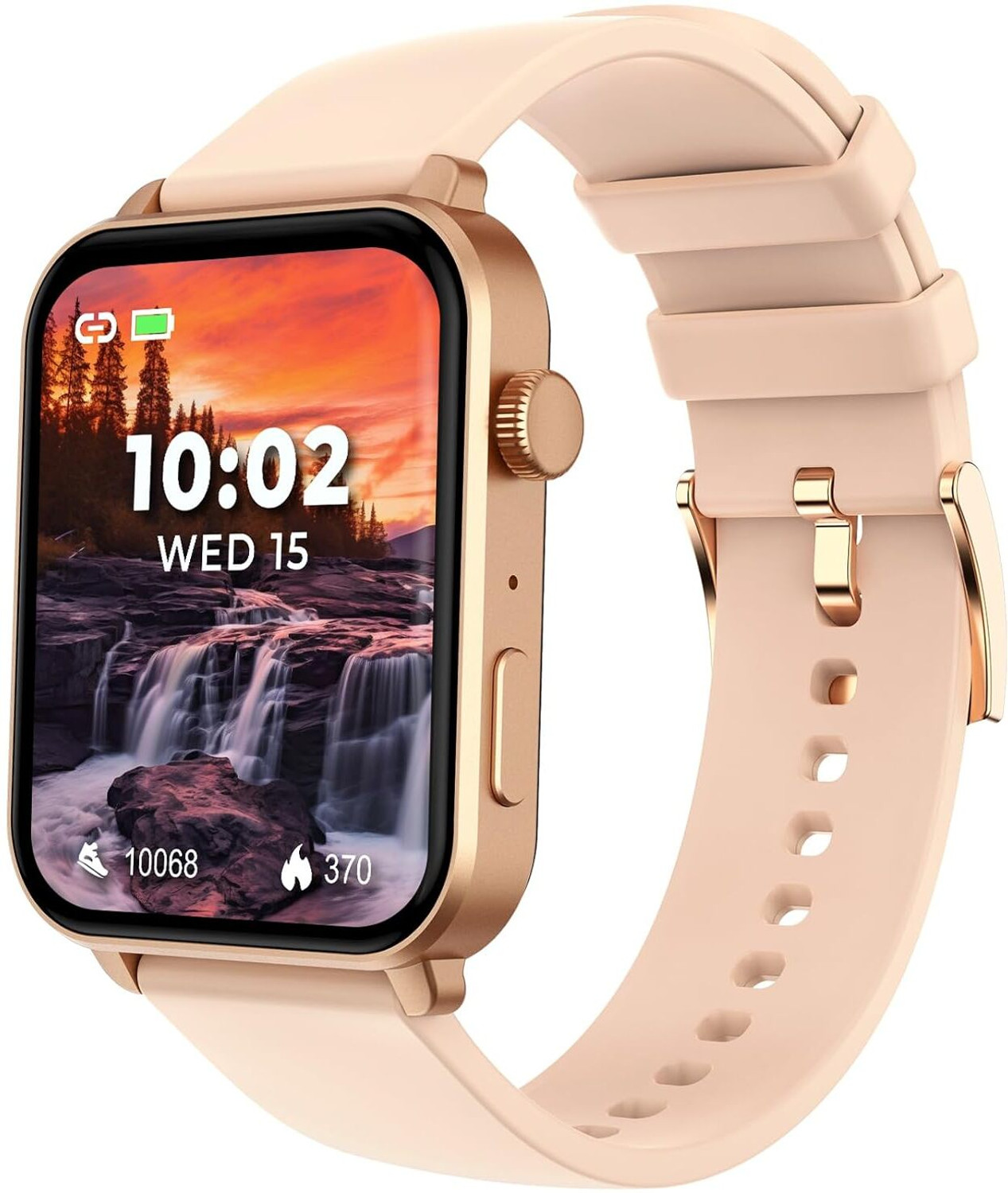 Image of beatXP Unbound 1.78 inch AMOLED Display, BT Calling, 1000nits Brightness & Voice Assistant Smartwatch (Gold with Pink Strap, Free Size)