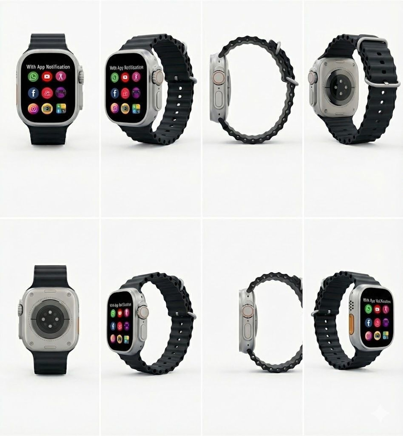 Image of TECHIO T800 Ultra BT Calling Watch, Wireless Charging, Health Tracking Sensor (Black) Smartwatch (BLACK Strap, FREE SIZE)