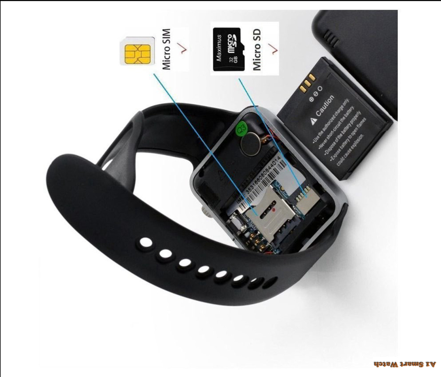 Image of CYXUS 4G Camera and Sim Card Support watch Smartwatch (Black Strap, free)