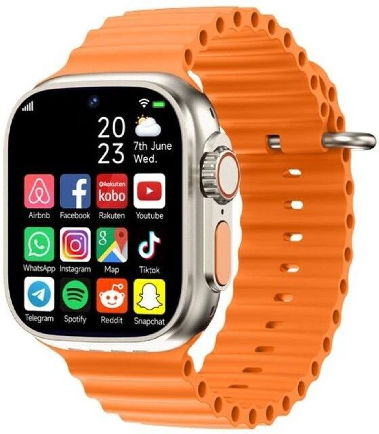 Image of TECHIO T800 Smart Watch Ultra V-Pro 742 Alpha Smart Watch Smartwatch (Orange Strap, Free Size)
