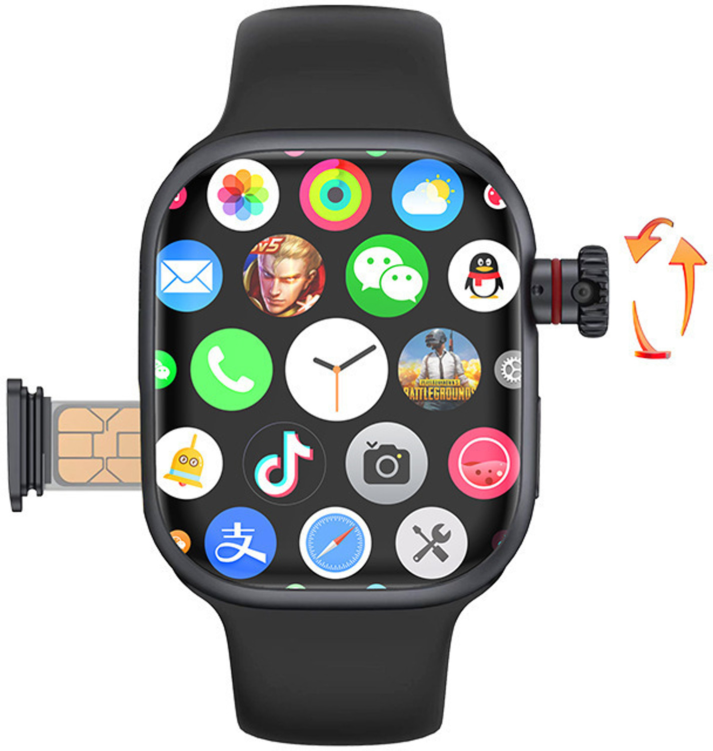 Image of Seashot DZ9 Black Smart Watch Wrist Watch Phone with Camera & SIM Card Support Smartwatch (Multicolour Strap, Free)