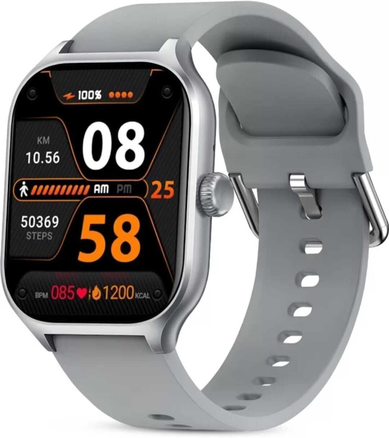 Image of beatXP Unbound 1.78 inch AMOLED Display, BT Calling, 1000nits Brightness & Voice Assistant Smartwatch (Gold with Pink Strap, Free Size)