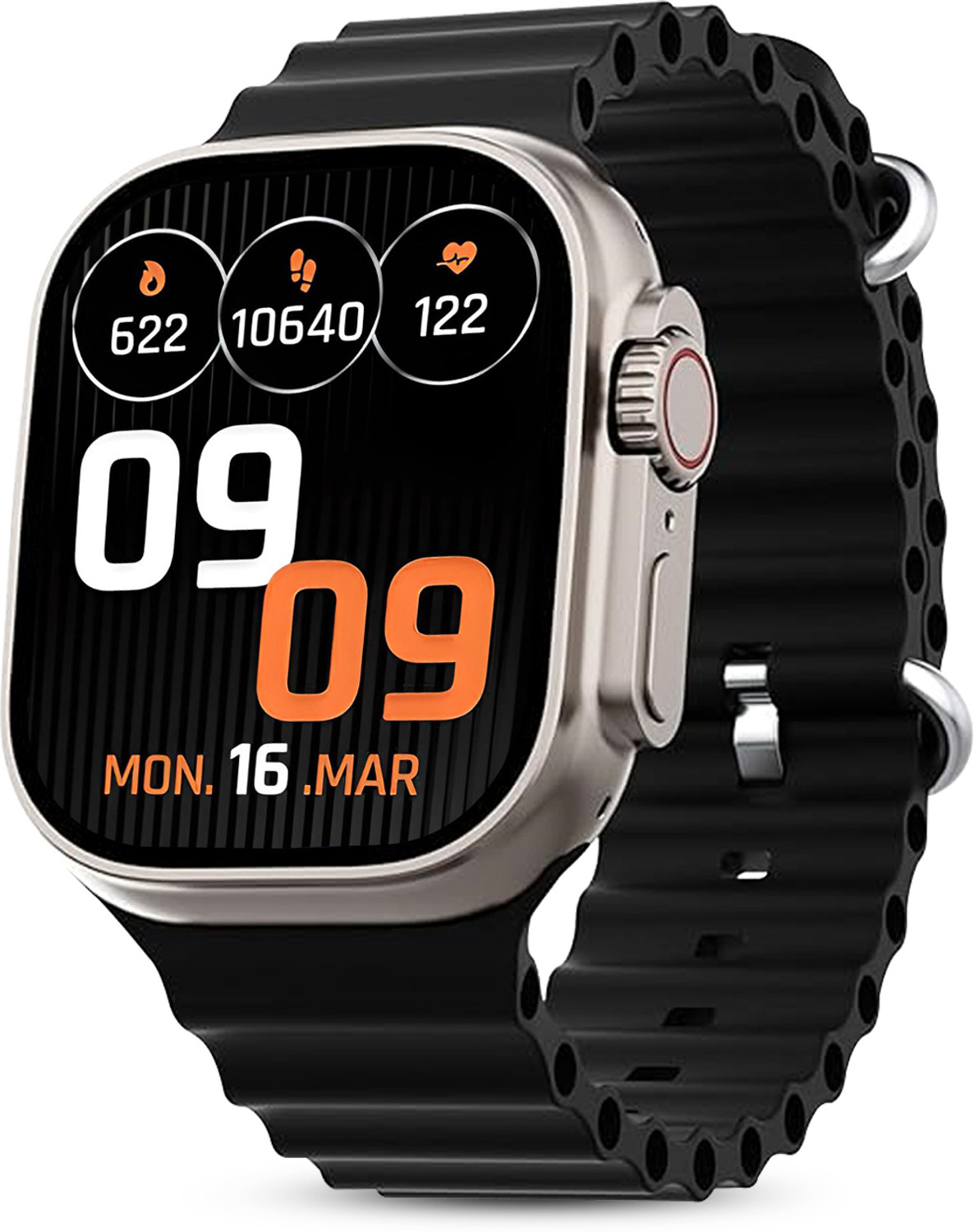 Image of TECHIO T800 Ultra BT Calling Watch, Wireless Charging, Health Tracking Sensor (Black) Smartwatch (BLACK Strap, FREE SIZE)