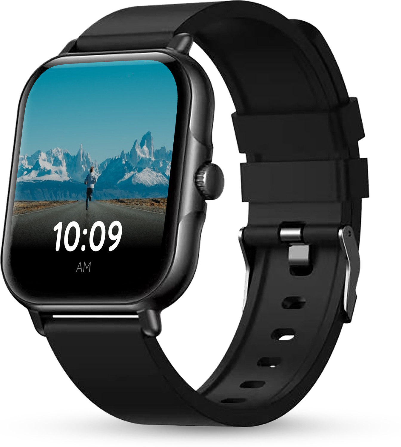 Image of Pebble Nomad 1.85 inch HD Display, BT Calling, Health Suite, AI Voice Assistant Smartwatch (JET BLACK Strap, Free Size)