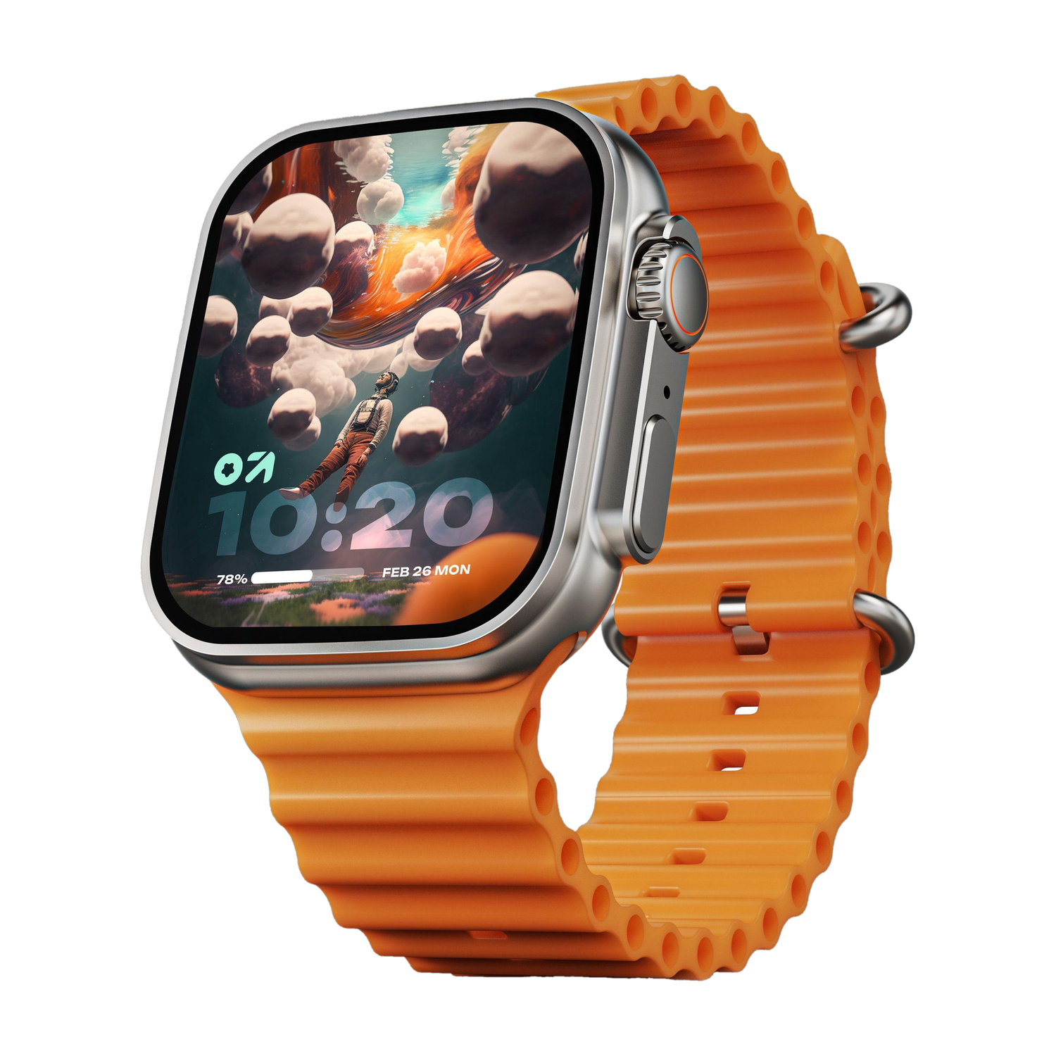 Image of OTUR S8 Ultra 4G Sim Card Smartwatch 03 Smartwatch (Orange Strap, Free Size)