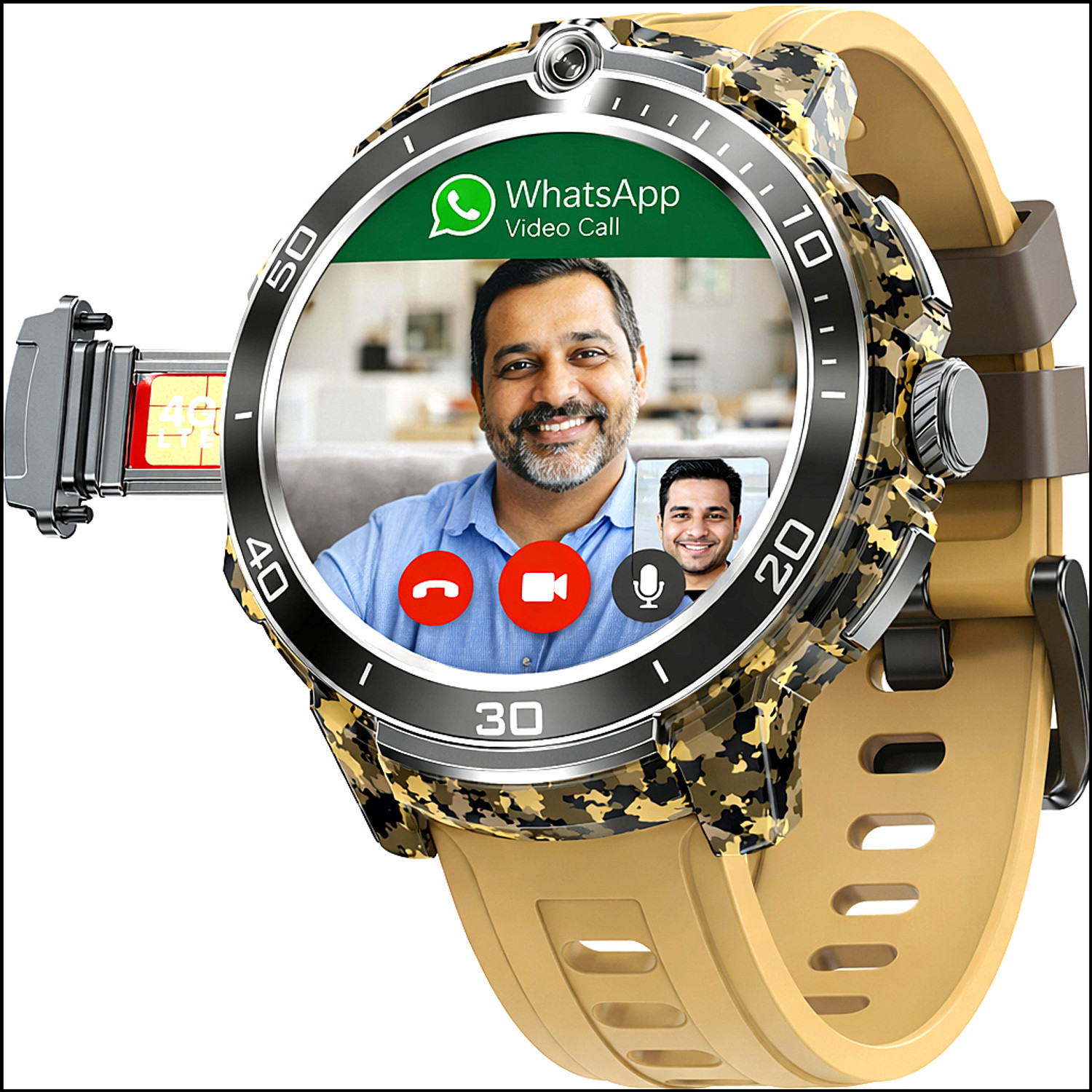 Image of YUIOP Android 5G Smartwatch All SIM WhatsApp YouTube Play Store 2MP Camera Smartwatch (Dessert Brown Strap, Free Size)