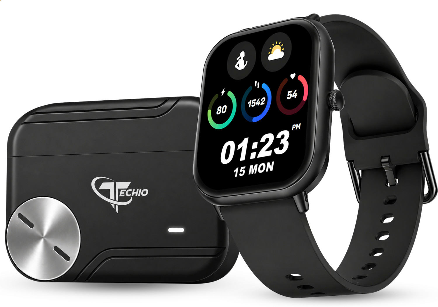Image of TECHIO T800 Smart Watch Ultra V-Pro 742 Alpha Smart Watch Smartwatch (Orange Strap, Free Size)