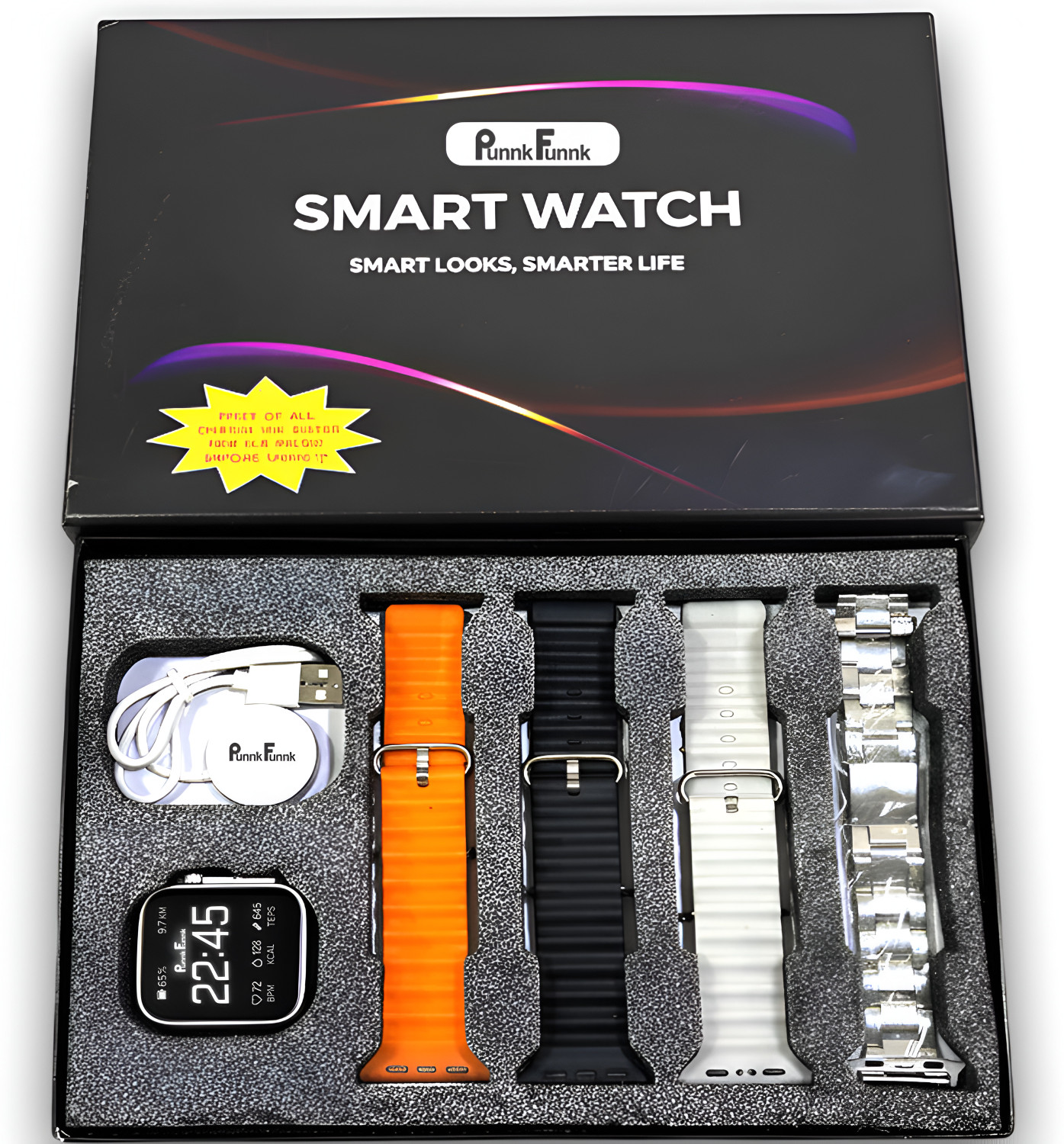 Image of TECHIO T800 Ultra BT Calling Watch, Wireless Charging, Health Tracking Sensor (Black) Smartwatch (BLACK Strap, FREE SIZE)