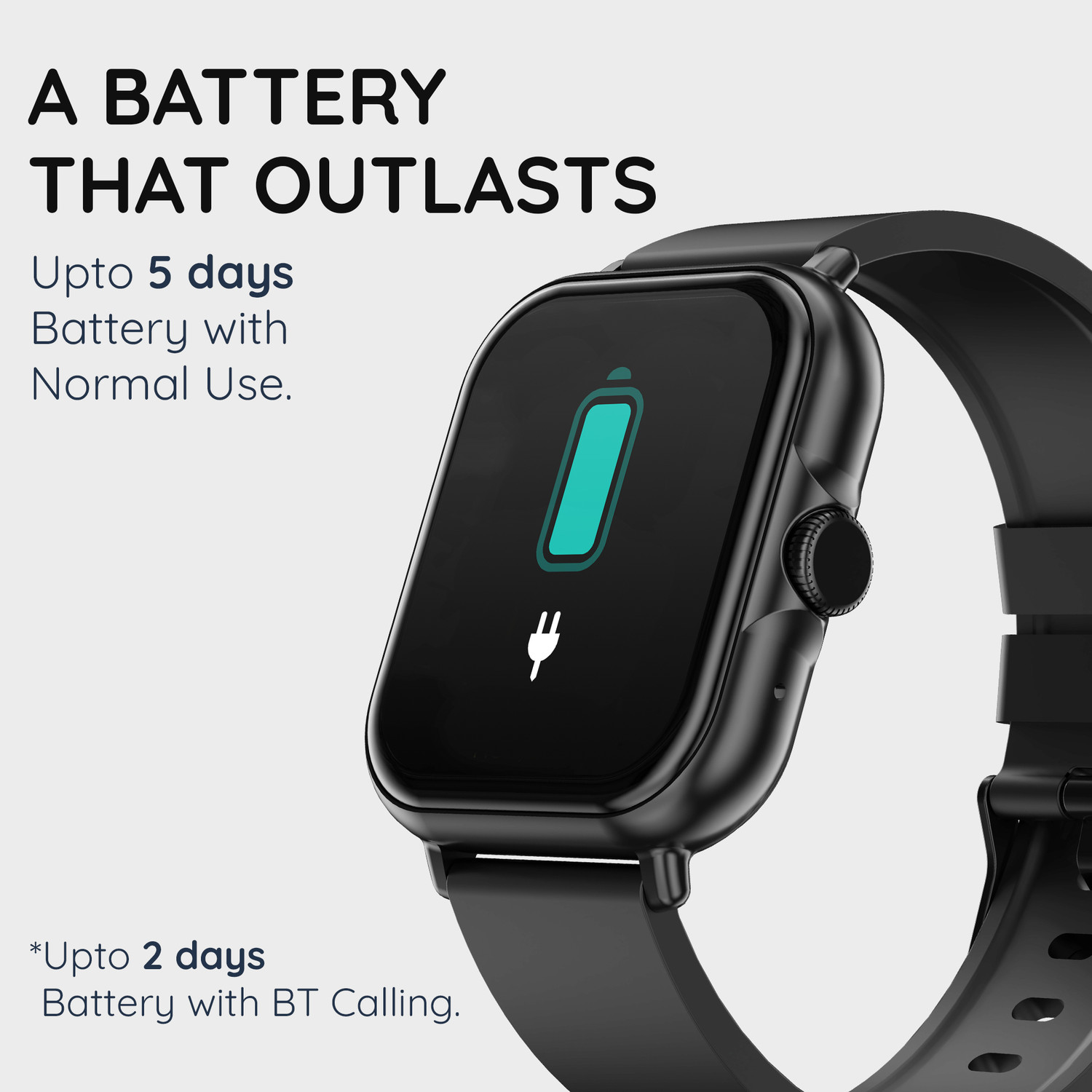 Image of Pebble Nomad 1.85 inch HD Display, BT Calling, Health Suite, AI Voice Assistant Smartwatch (JET BLACK Strap, Free Size)