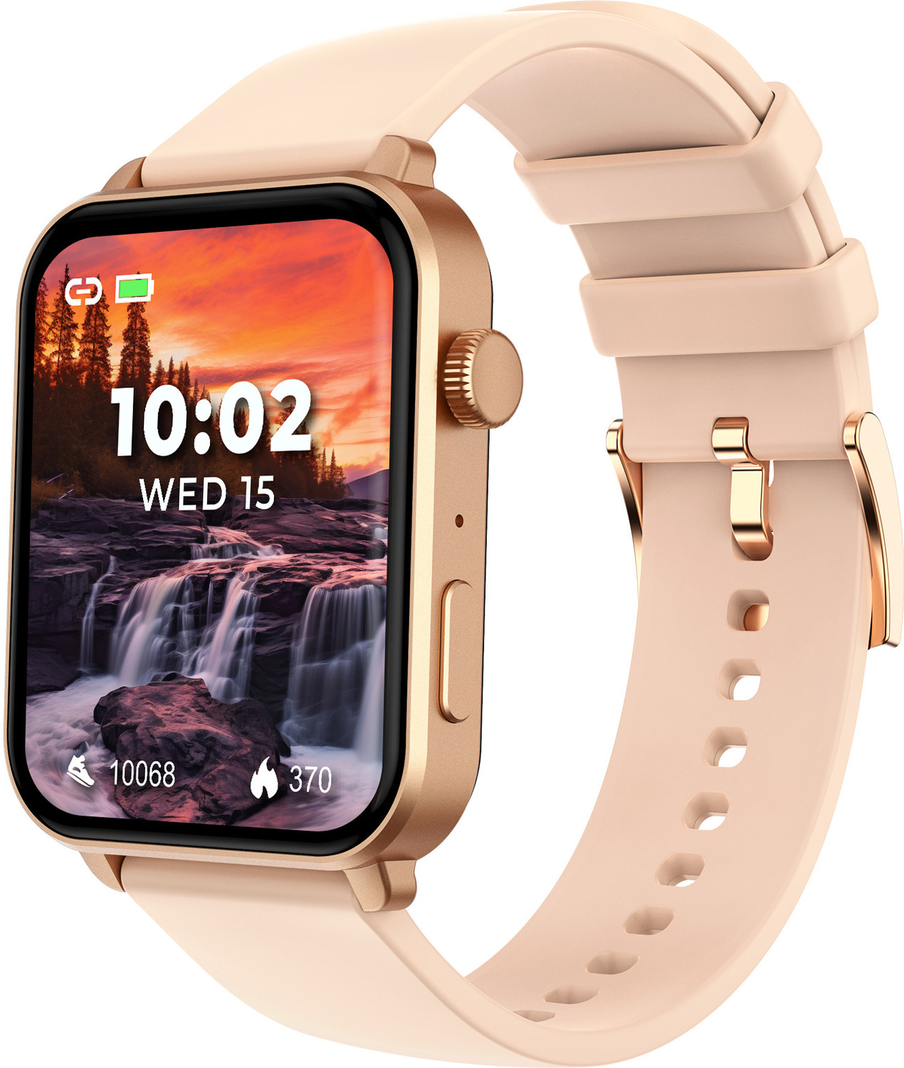 Image of beatXP Unbound 1.78 inch AMOLED Display, BT Calling, 1000nits Brightness & Voice Assistant Smartwatch (Gold with Pink Strap, Free Size)