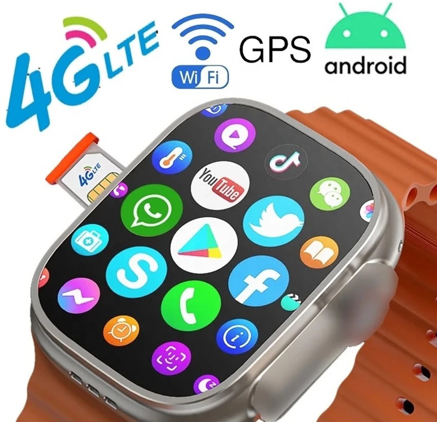 Image of Onikuma T800 ULTRA Smart Watch No sim card Opetion Smartwatch NO sim card Smartwatch (ORANGE Strap, Free Size)
