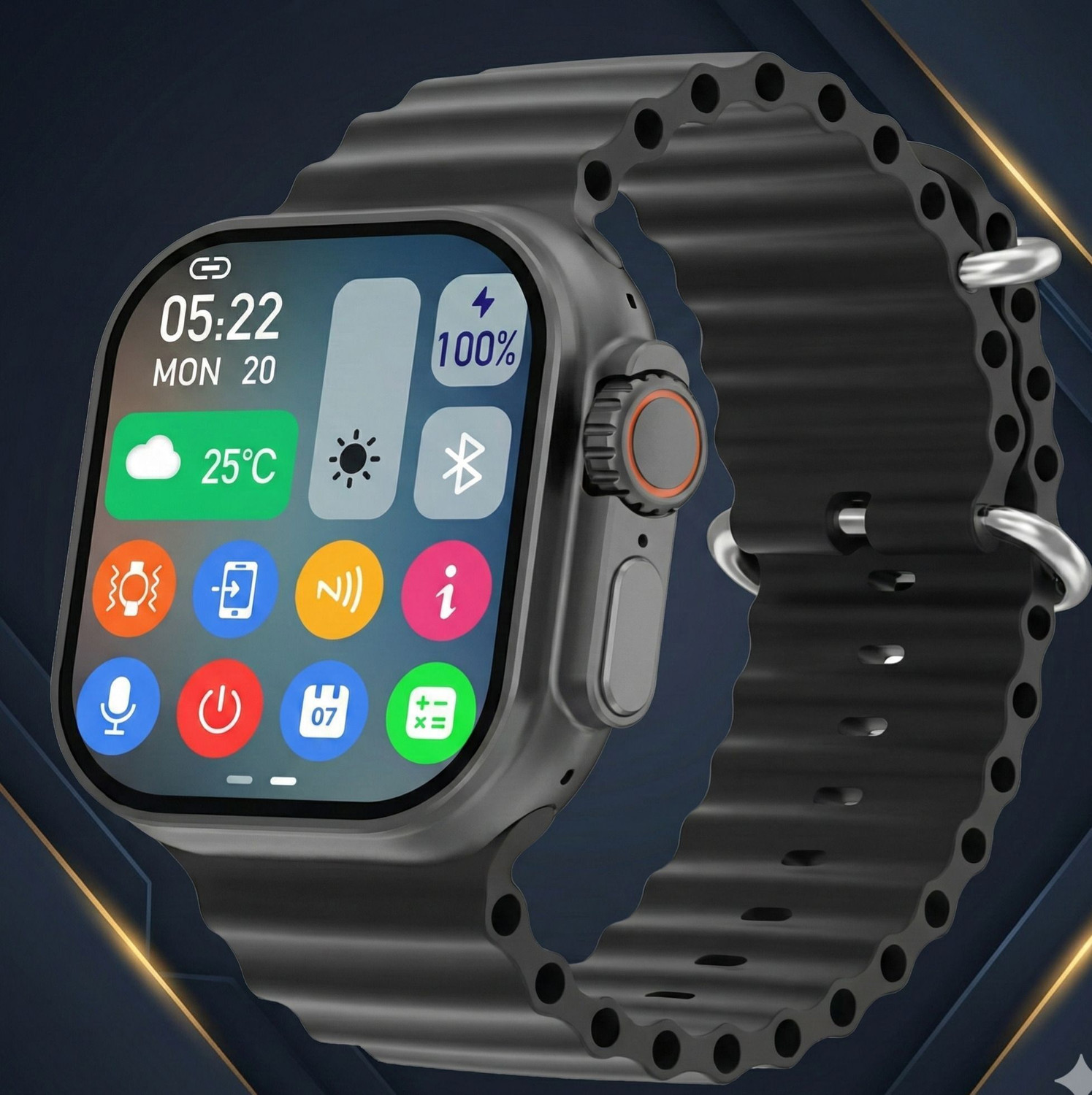 Image of TECHIO T800 Ultra BT Calling Watch, Wireless Charging, Health Tracking Sensor (Black) Smartwatch (BLACK Strap, FREE SIZE)