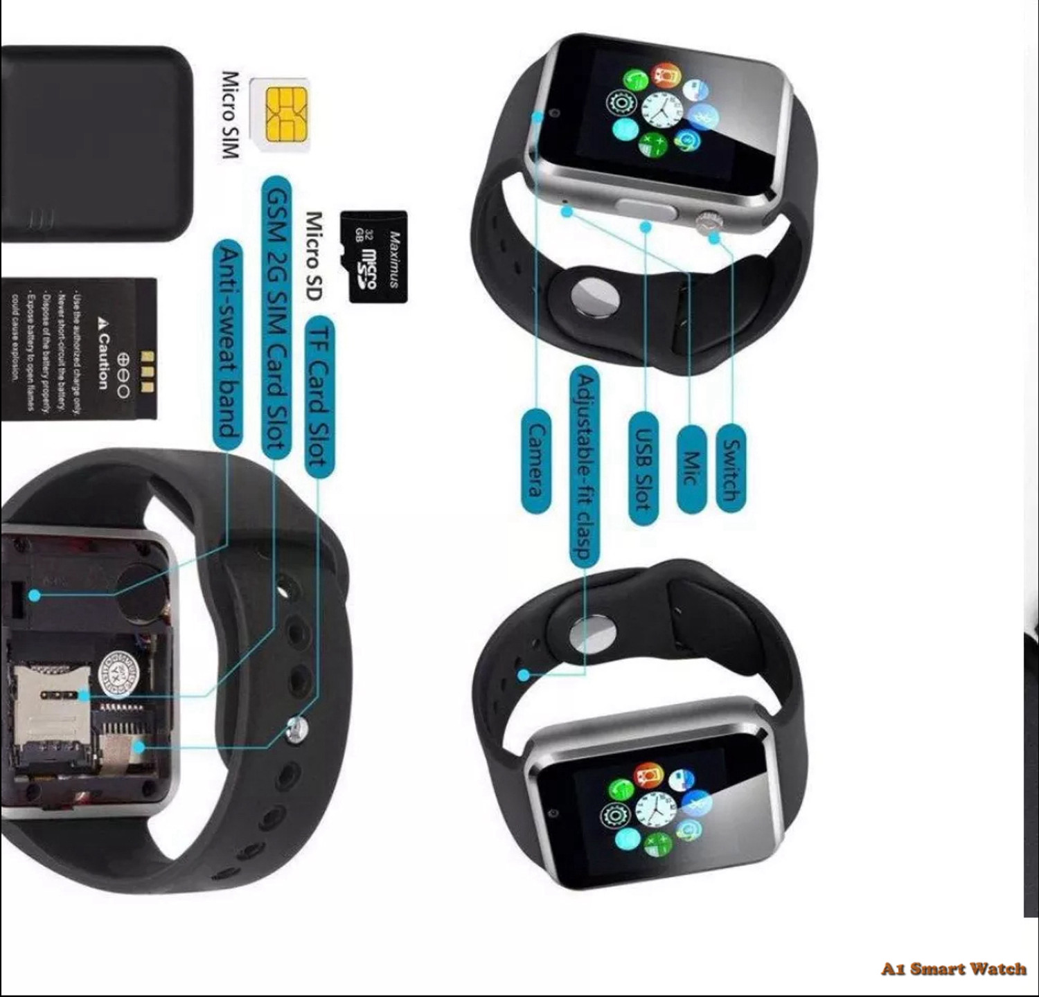 Image of Lastpoint 4G Camera and Sim Card Support watch Smartwatch (Red Strap, free)