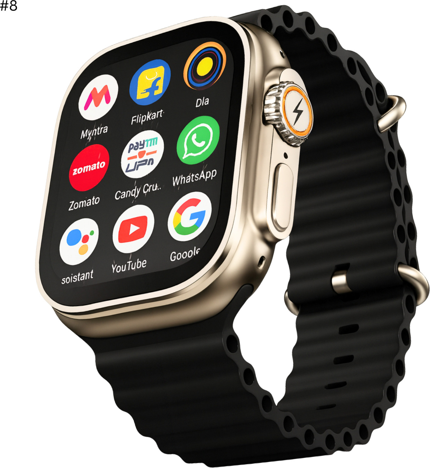 Image of TECHIO T800 Smart Watch Ultra V-Pro 742 Alpha Smart Watch Smartwatch (Orange Strap, Free Size)
