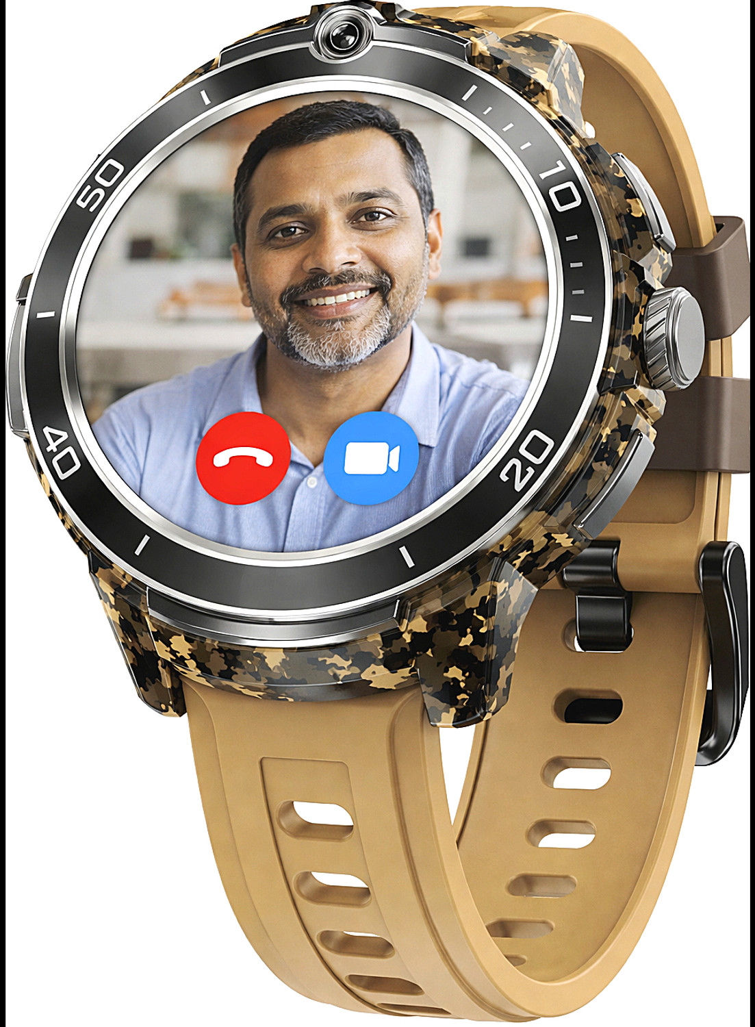 Image of YUIOP Android 5G Smartwatch All SIM WhatsApp YouTube Play Store 2MP Camera Smartwatch (Dessert Brown Strap, Free Size)