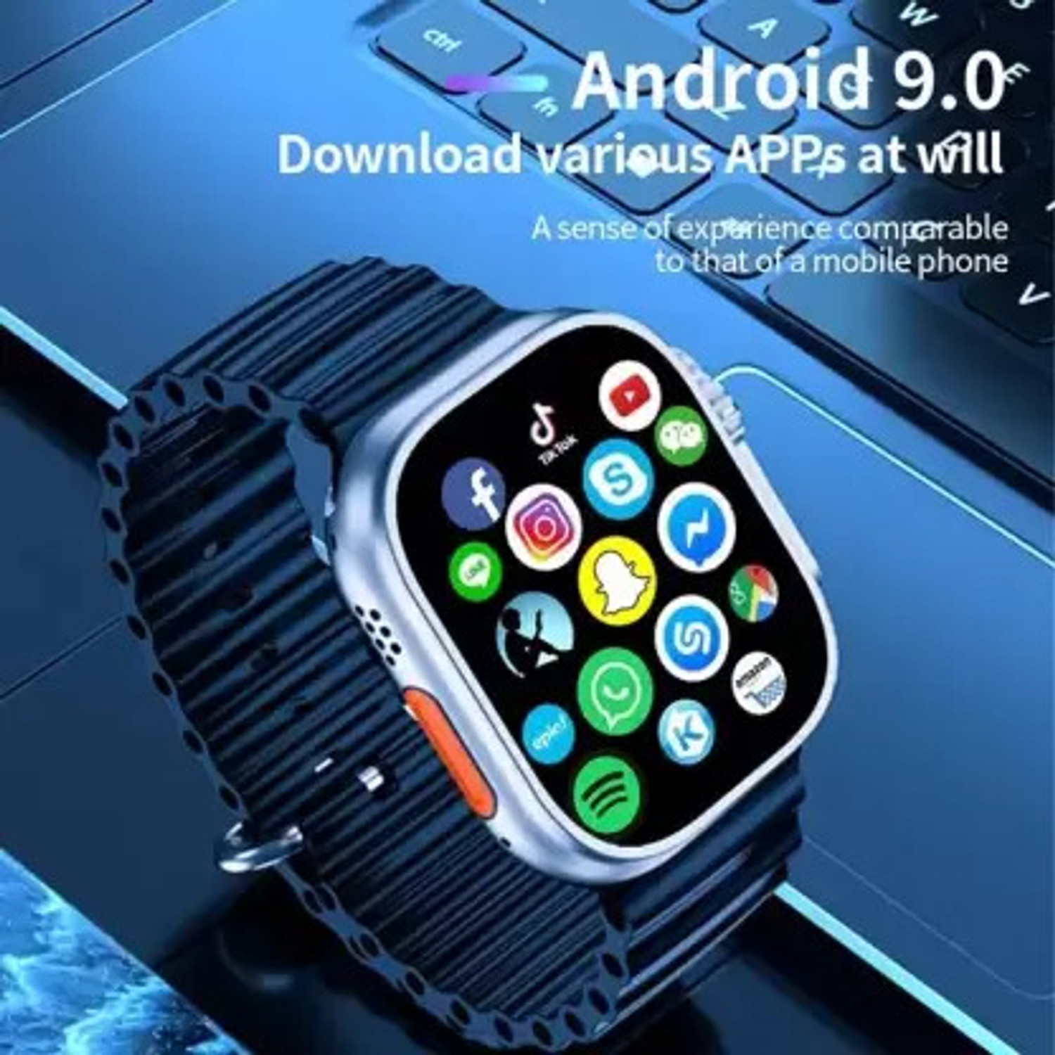 Image of OTUR S8 Ultra 4G Sim Card Smartwatch 03 Smartwatch (Orange Strap, Free Size)