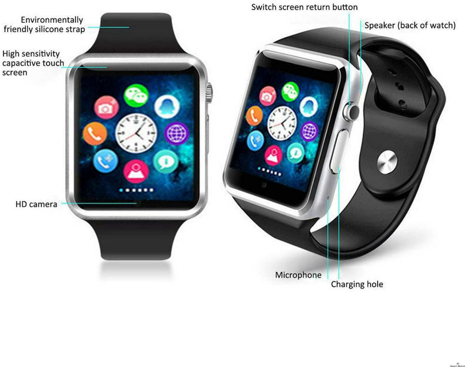 Image of CYXUS 4G Camera and Sim Card Support watch Smartwatch (Black Strap, free)