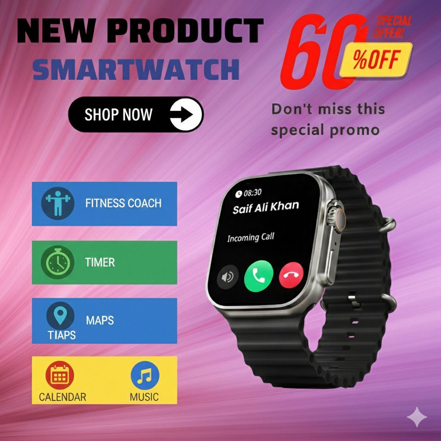 Image of CYXUS 4G Camera and Sim Card Support watch Smartwatch (Black Strap, free)