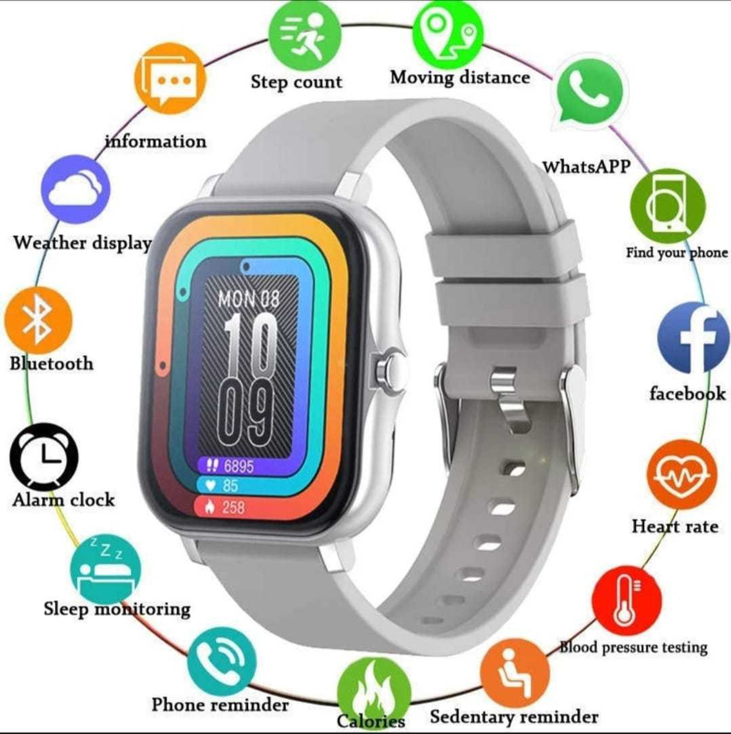 Image of HRYFiNE 1.7 inch Full Touch HD Display Bluetooth Calling With Crown Work Smartwatch (Gray Titanium Strap, Free)