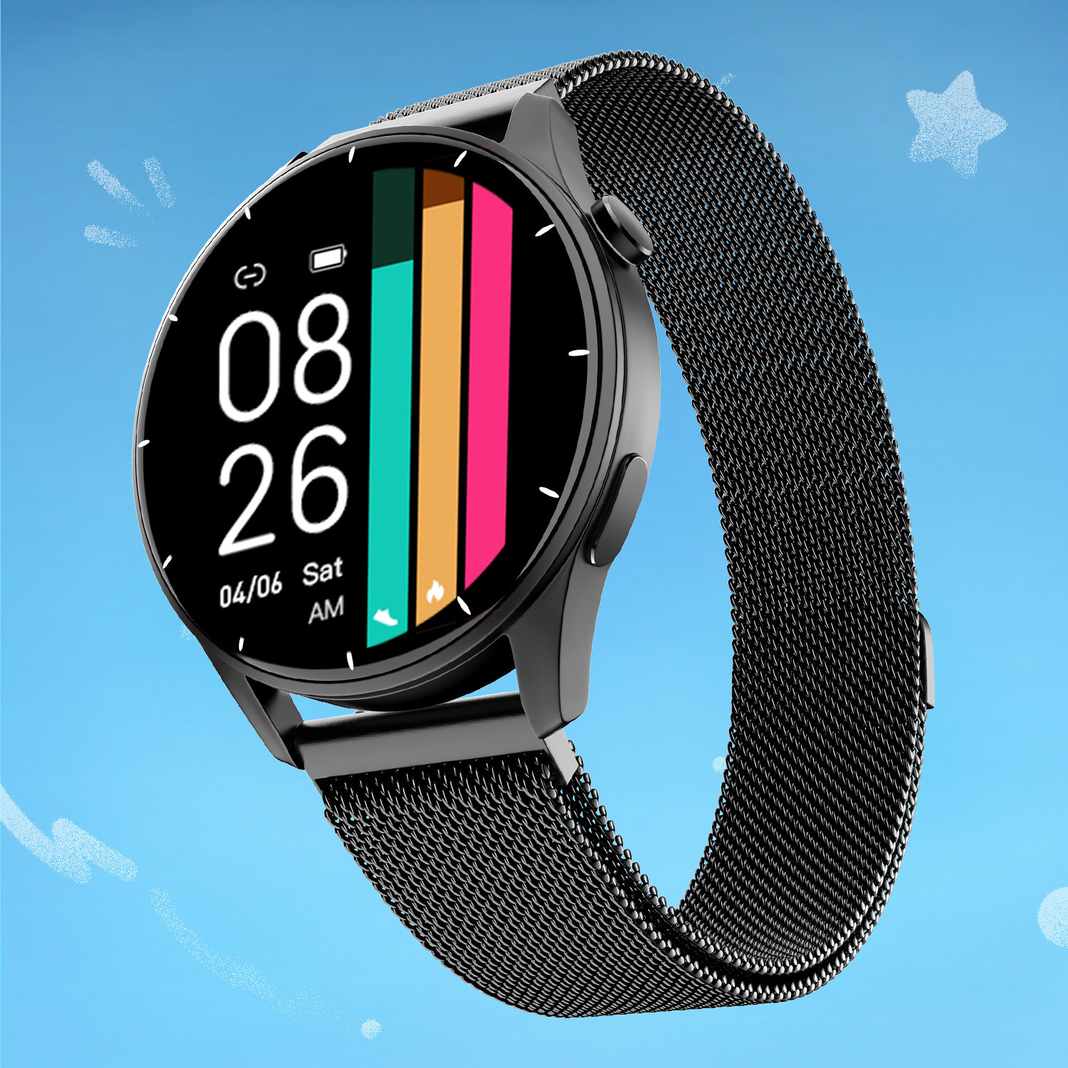 Noise Crew 1.38 Round Display with Bluetooth Calling, Metallic finish, IP68 Rating Smartwatch