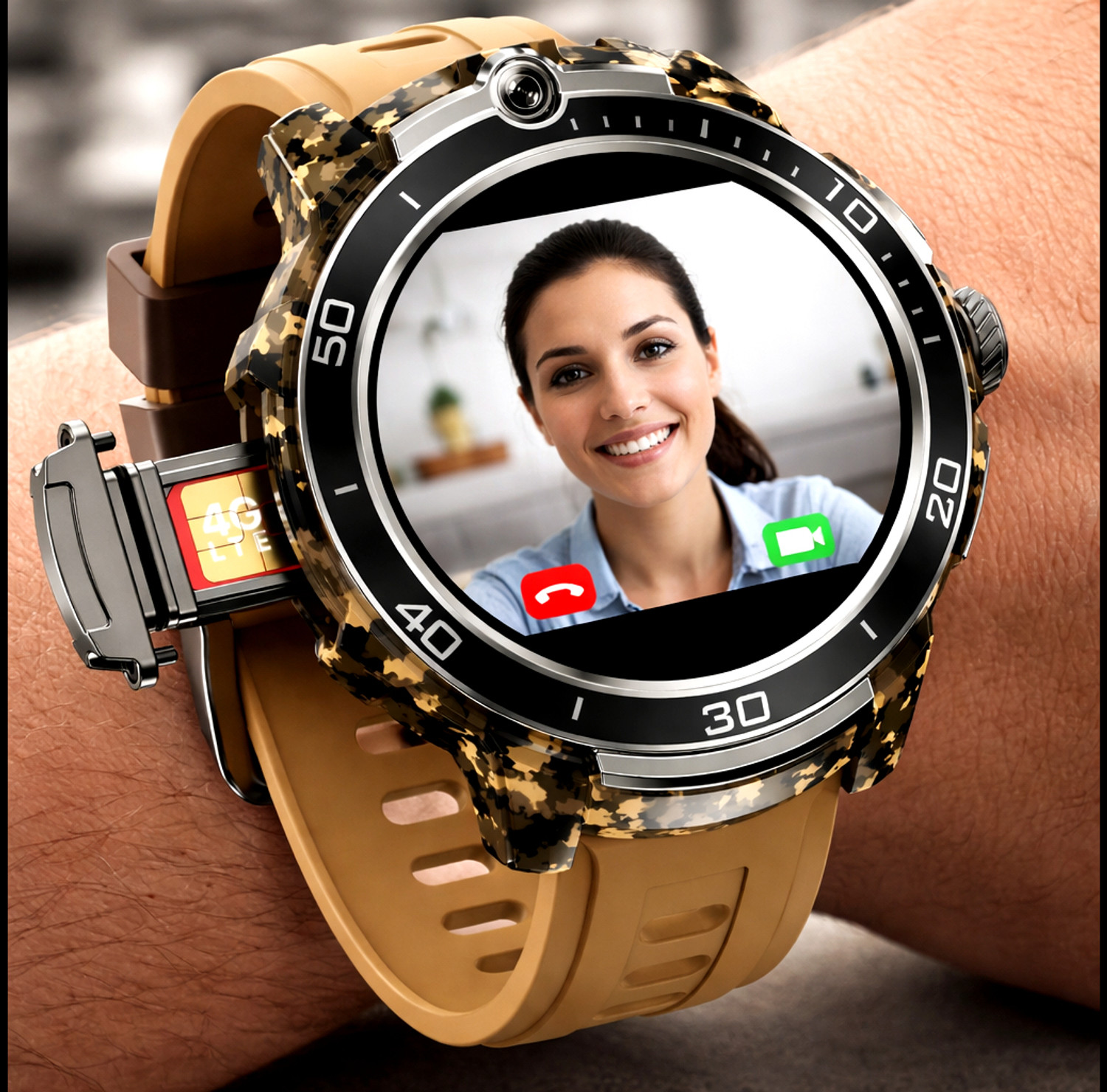 Image of Correngo Premium Android 5G Smartwatch with Video Calling for Men Smartwatch (Dessert Brown Strap, Free Size)