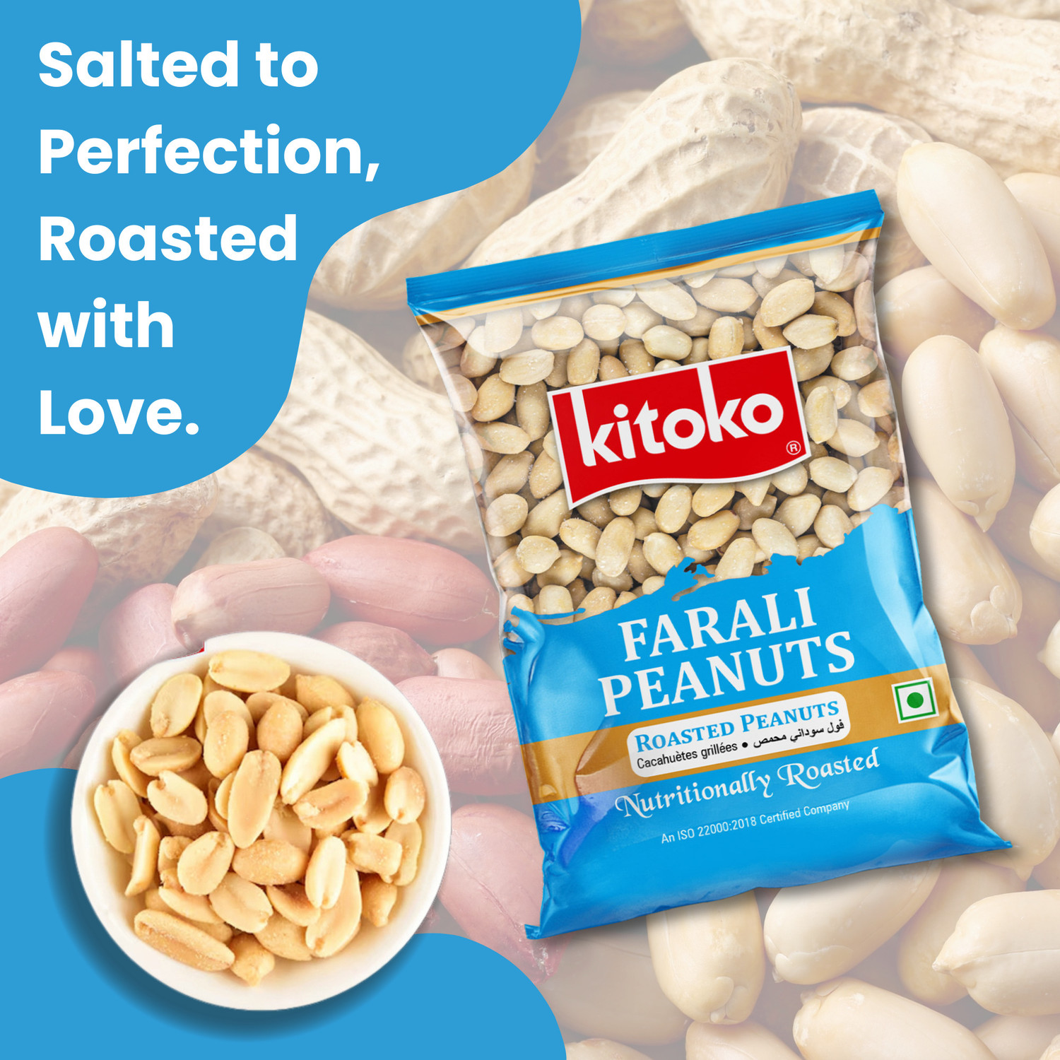 Image of Kitoko Roasted Farali Peanuts | Without Skin Namkeen Khari Sing | Moongfali Singdana Roasted & Salted Peanuts (500 g)