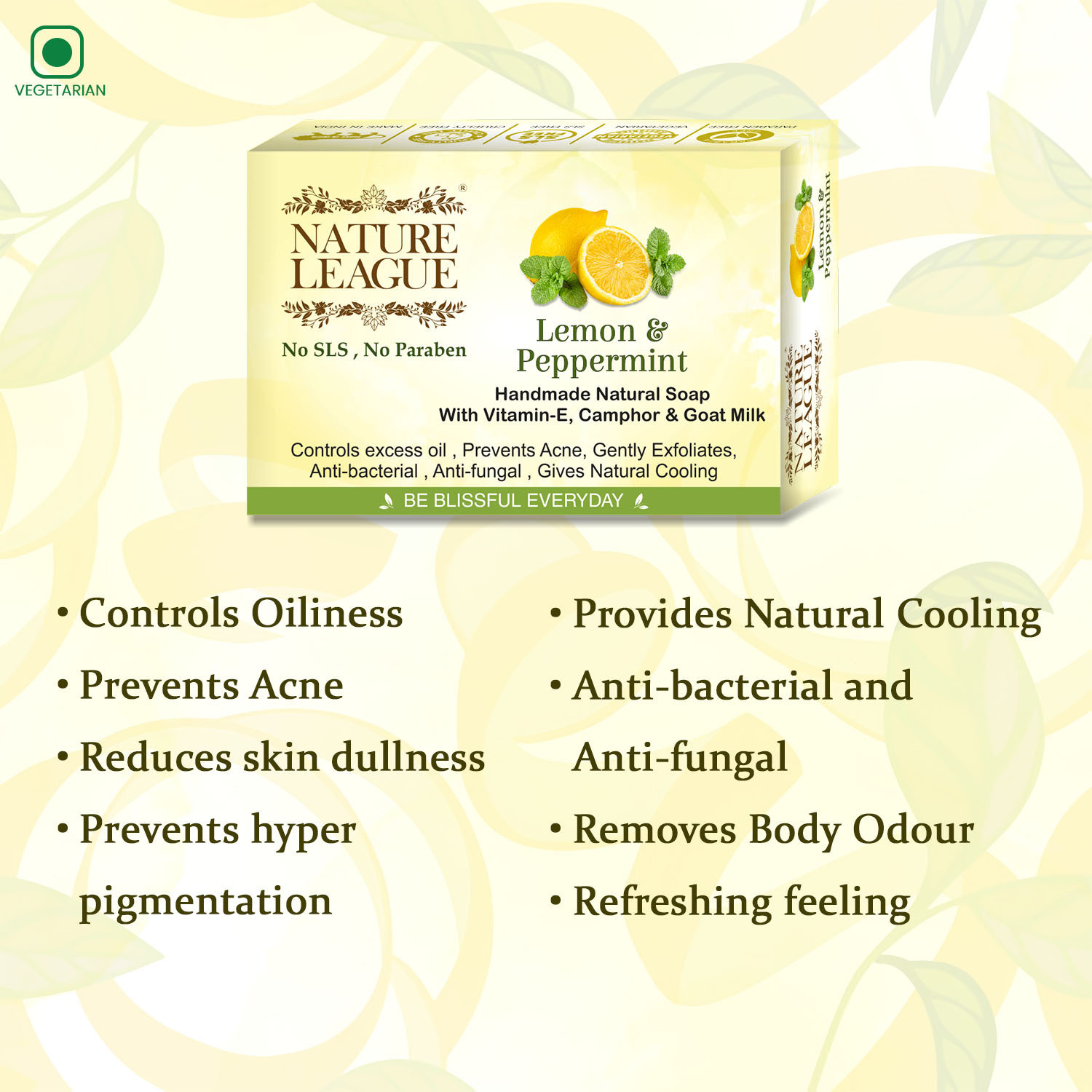 Image of Nature League LEMON AND PEPPERMINT Handcrafted Natural Soap (2 x 100 g)