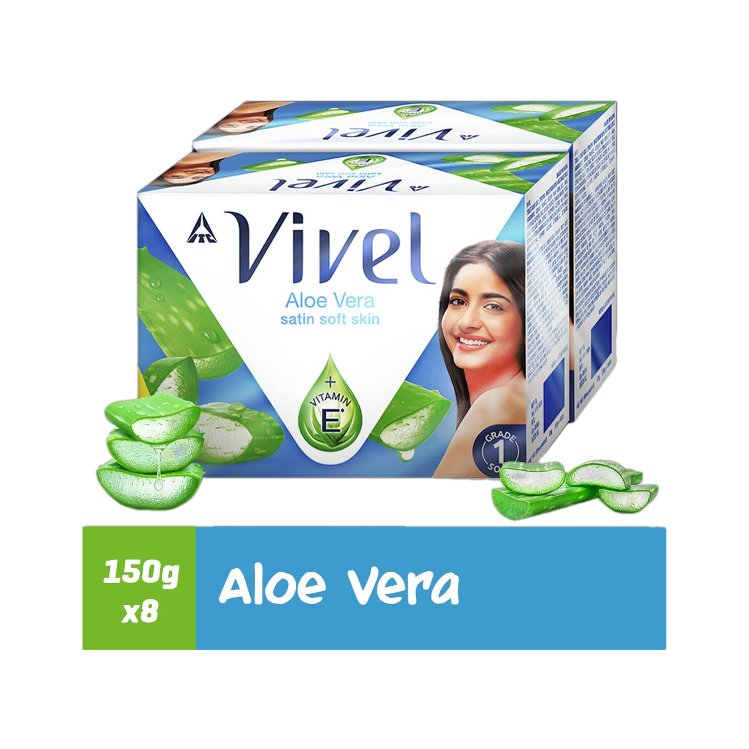 Image of Vivel Aloe Vera Bathing Soap For Soft Skin, for Women & Men (6 x 90 g) (6 x 91.67 g)