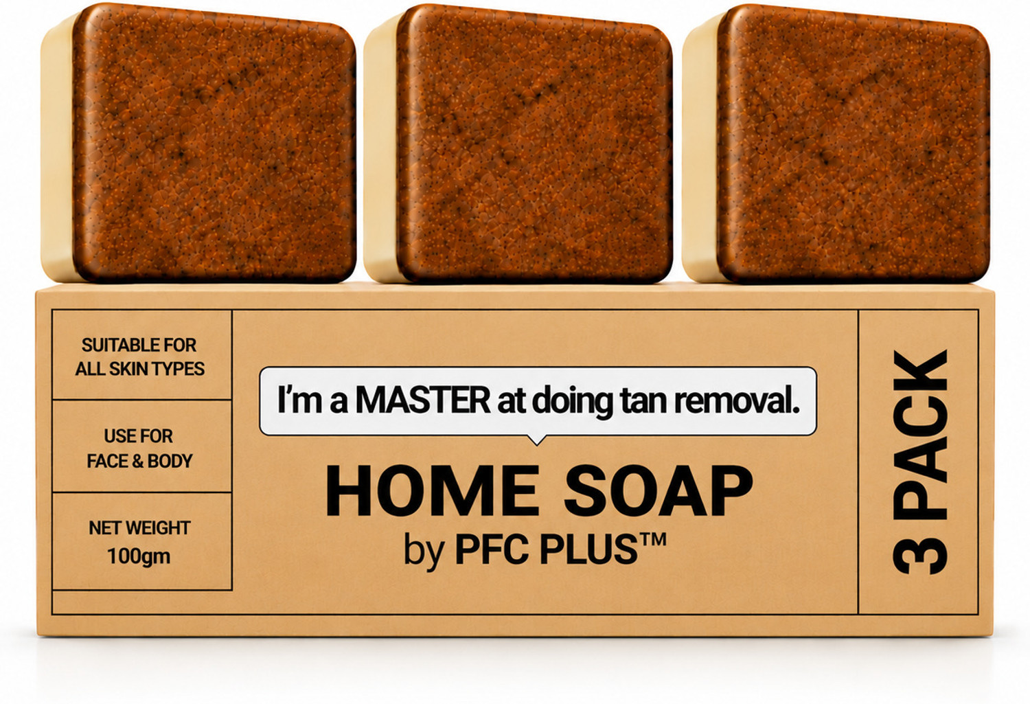 PFC PLUS DeTan & Brightening Soap, Pack of 3 · 100 g (300 g total) - Image 1