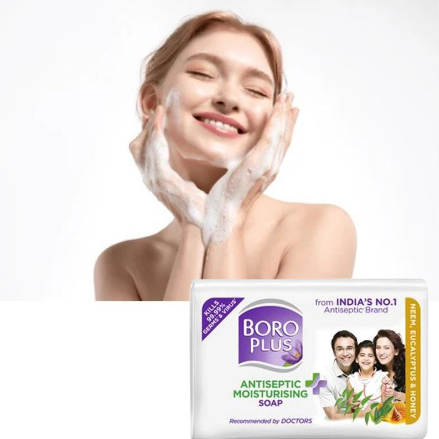 Image of BOROPLUS Antiseptic + Moisturising Soap - Neem, Eucalyptus 1pcs (100 g)