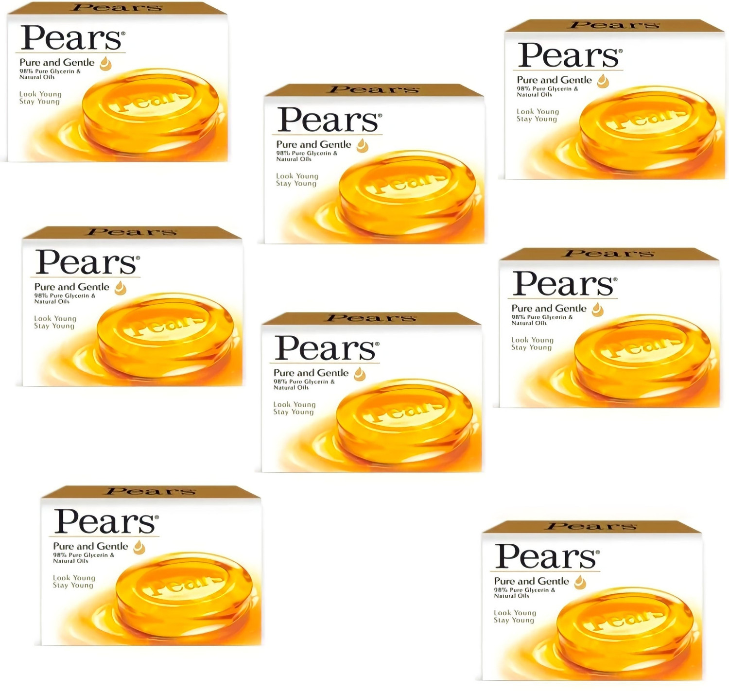 Image of Pears Pure & Gentle For Golden Glow Bathing Bar 75 gm pack of 8 (8 x 75 g)