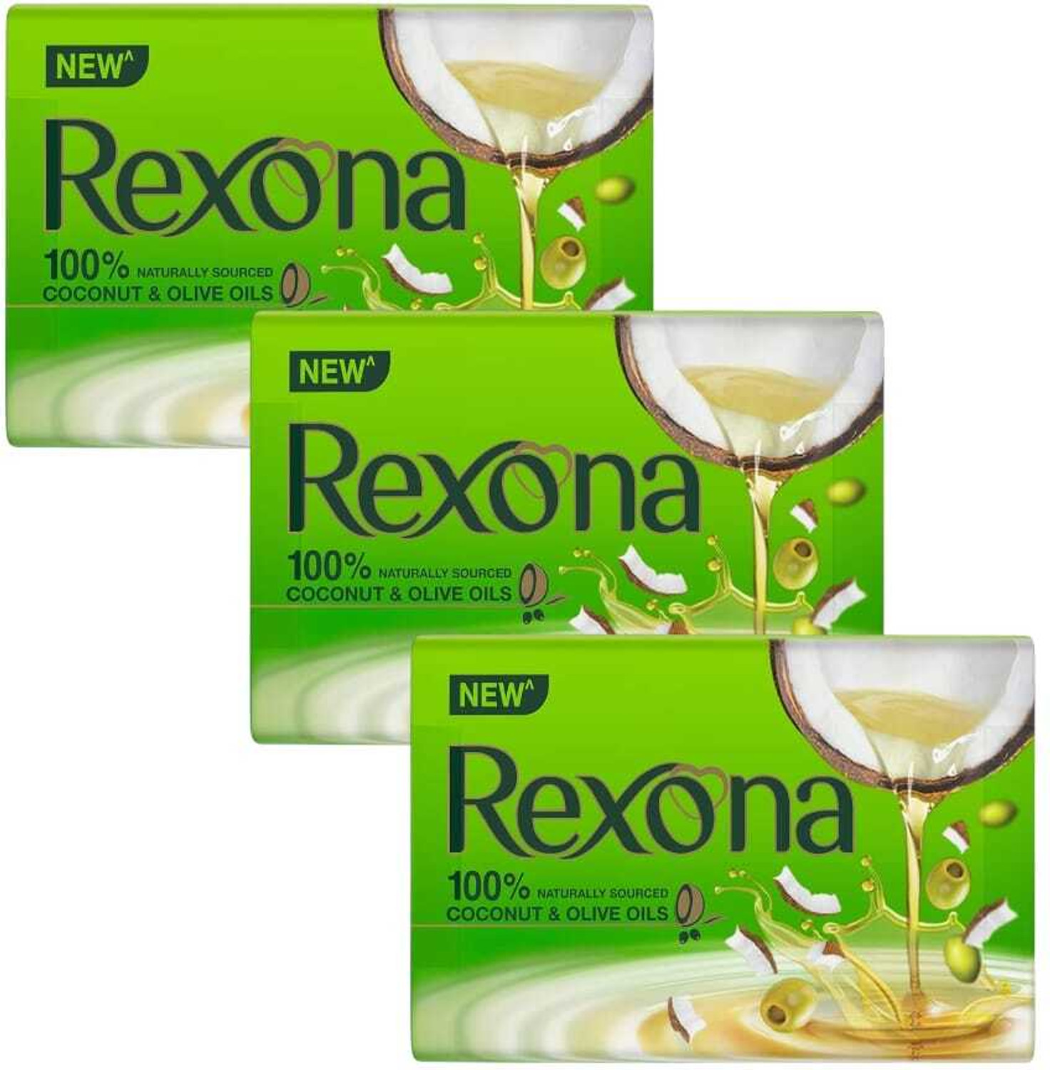 Rexona Coconut & Olive Oil Soap Bar 150 Gm. (Pack Of 3)