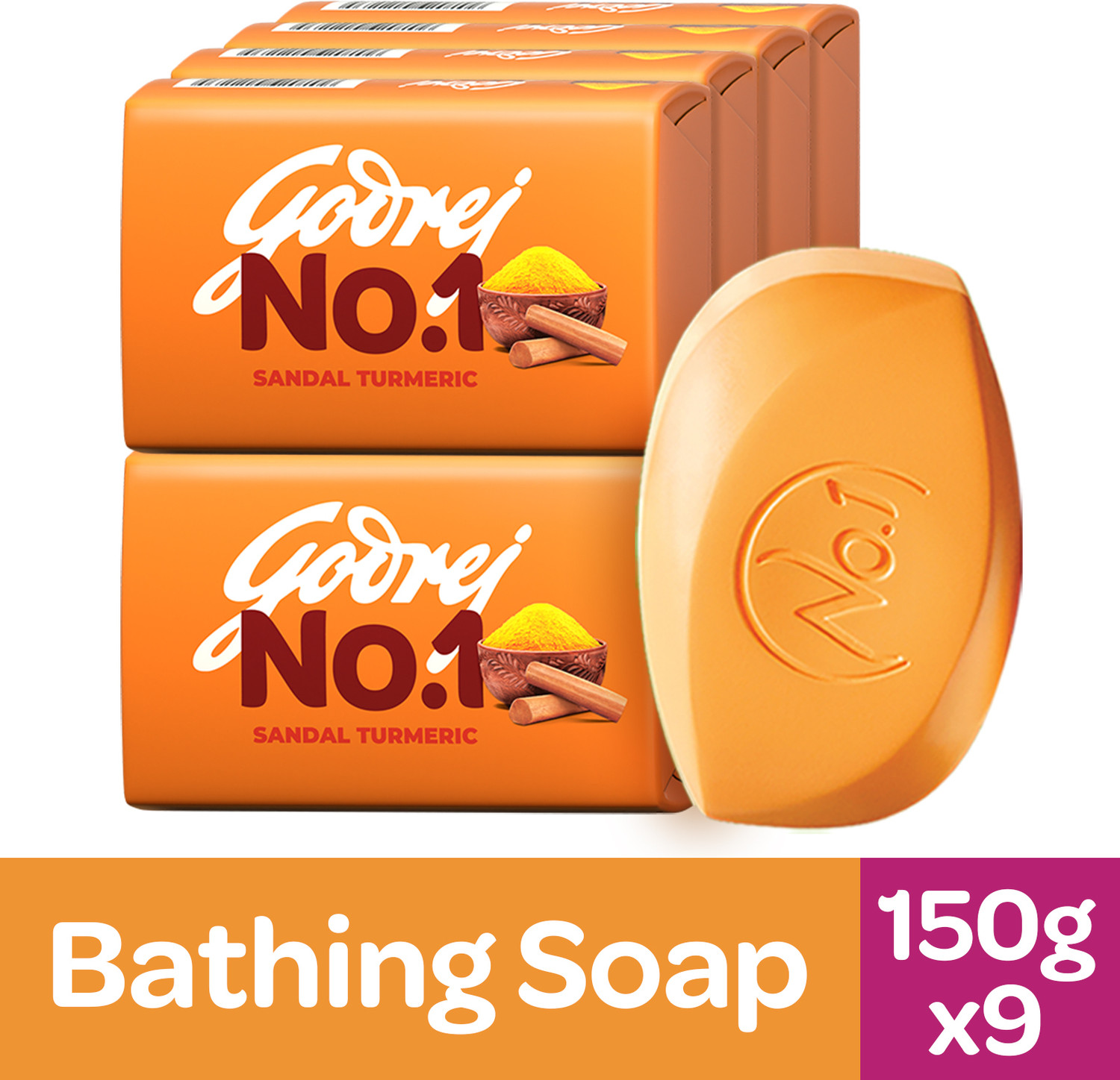 Image of Godrej No.1 Sandal Turmeric Bath Soap (3 x 150 g)
