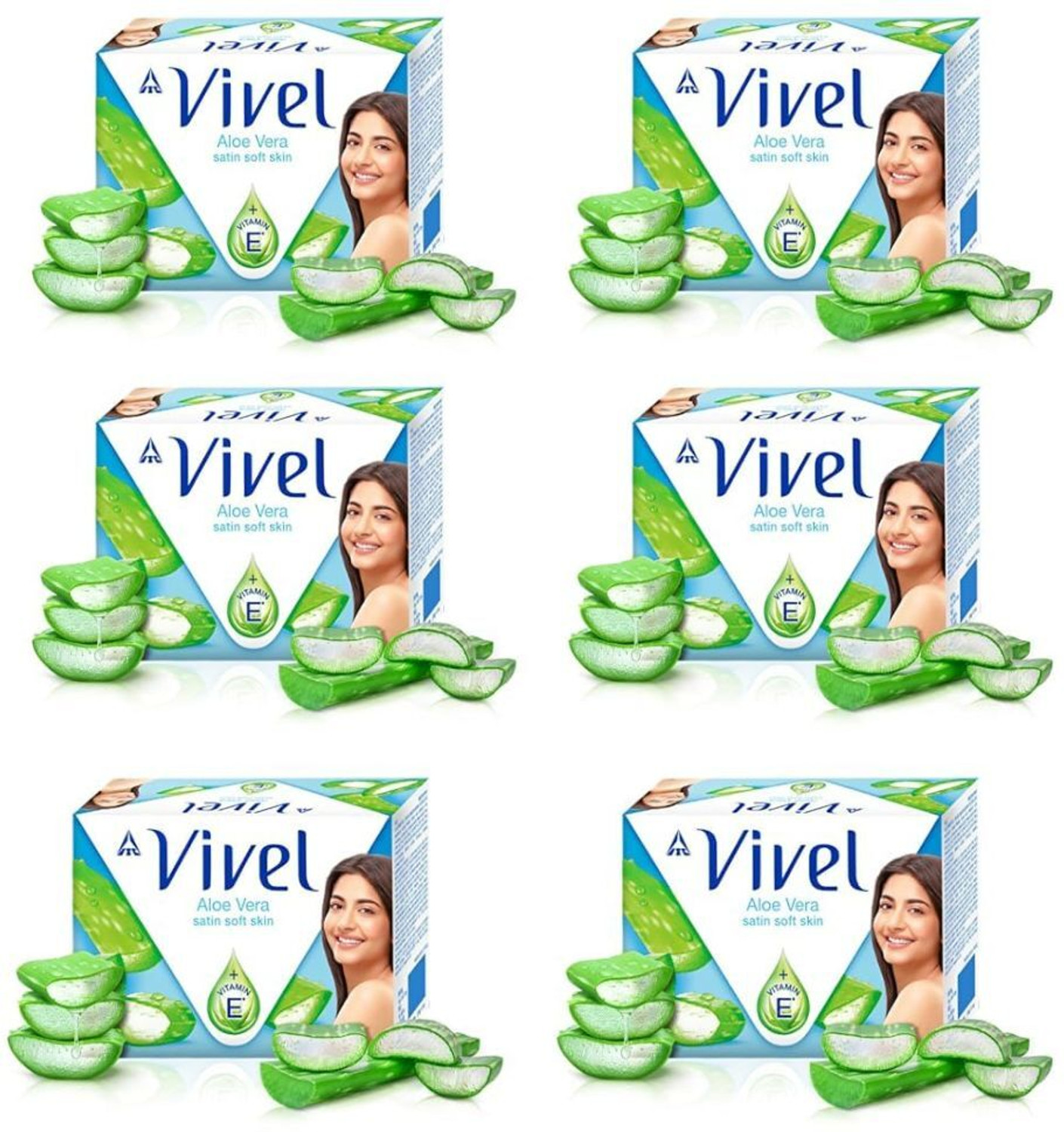 Image of Vivel Aloe Vera Bathing Soap For Soft Skin, for Women & Men (6 x 90 g) (6 x 91.67 g)
